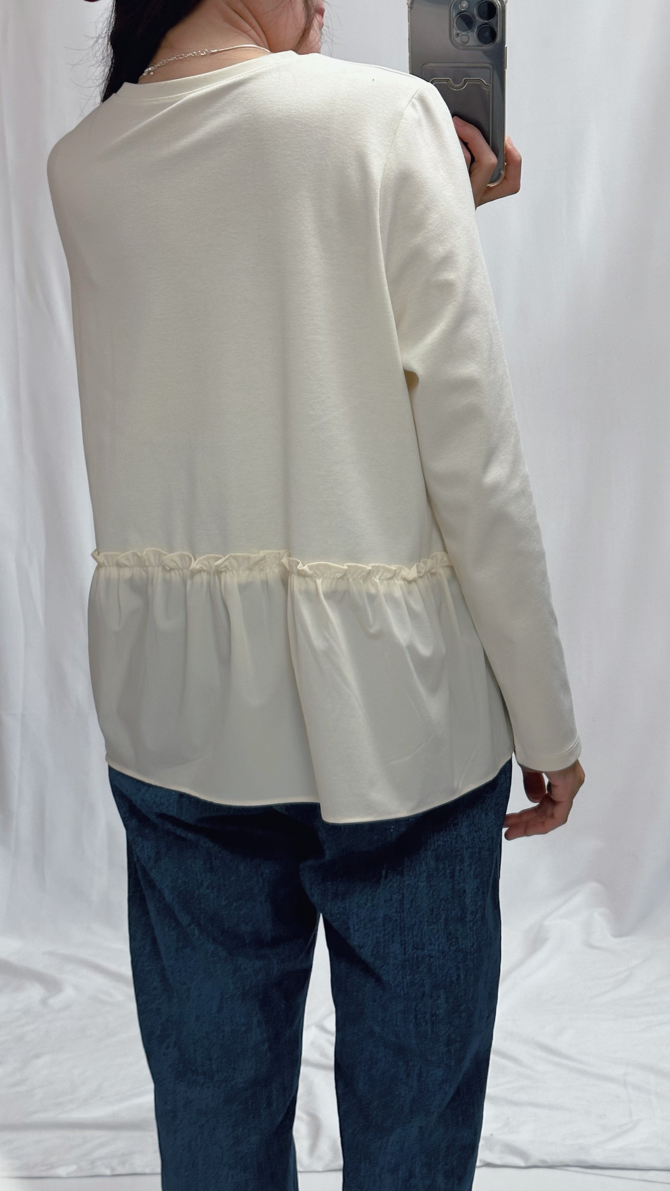 (訂貨)衫腳Ruffle T-shirt/米
