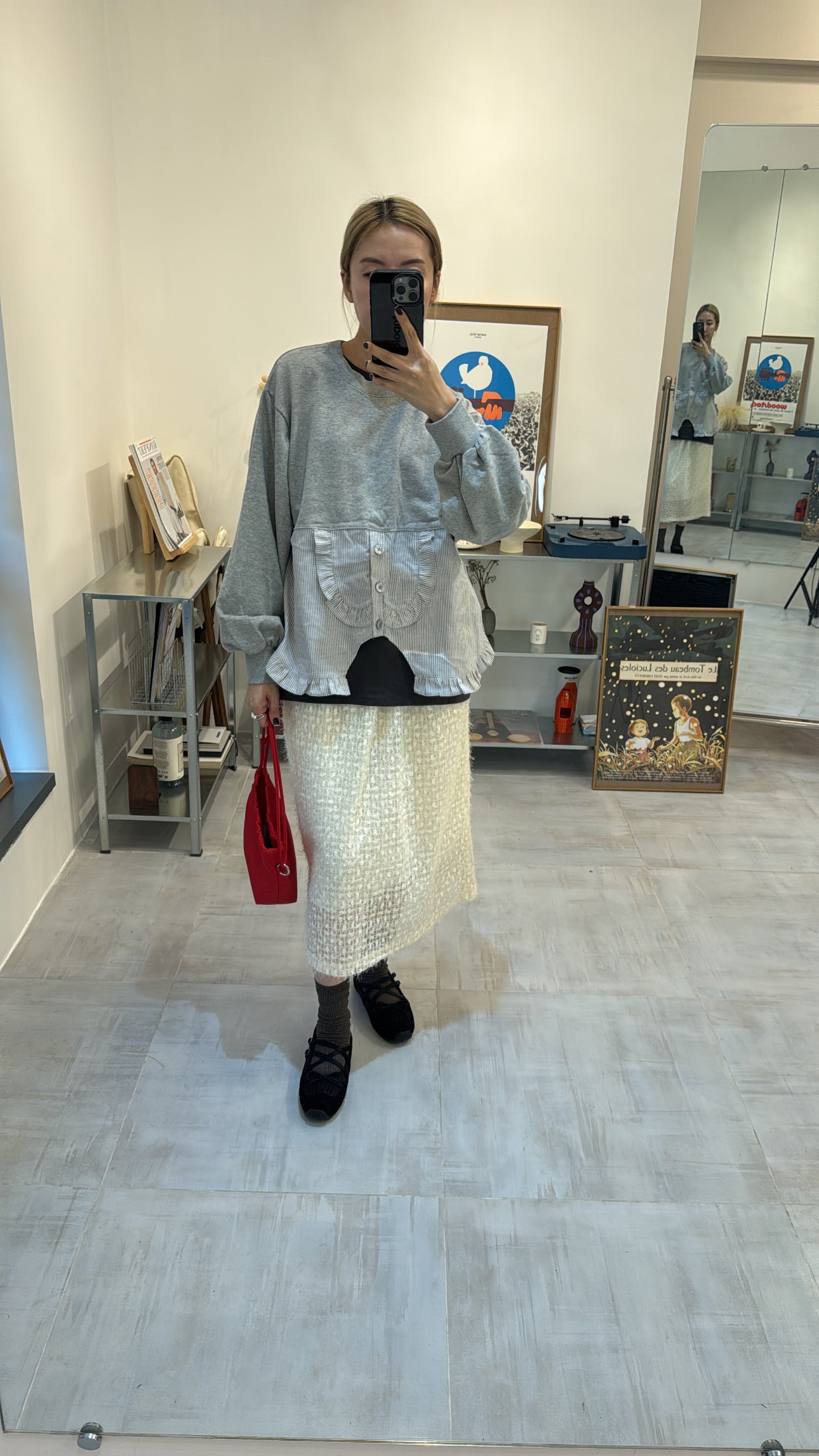 下半Ruffle恤衫衛衣/灰