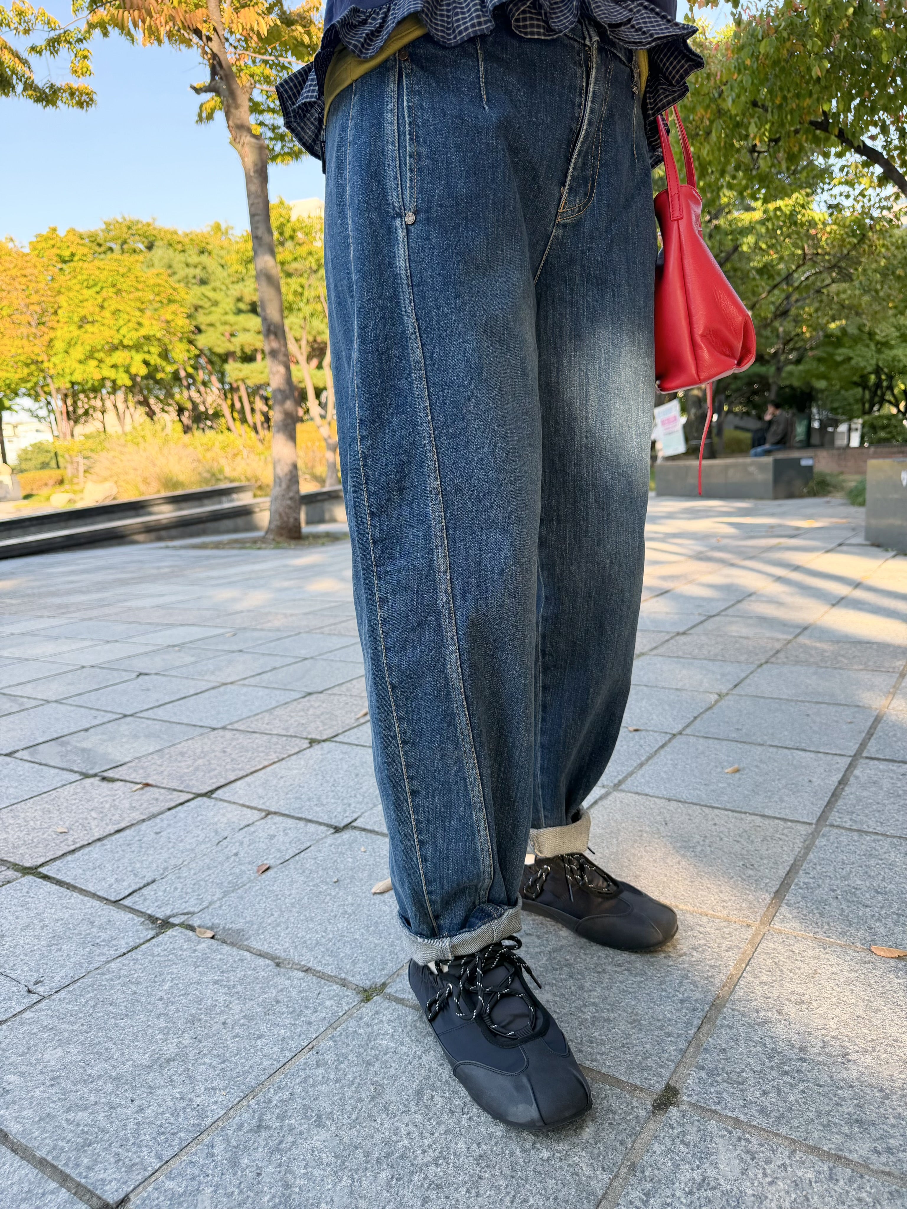 修腳牛仔褲/深藍