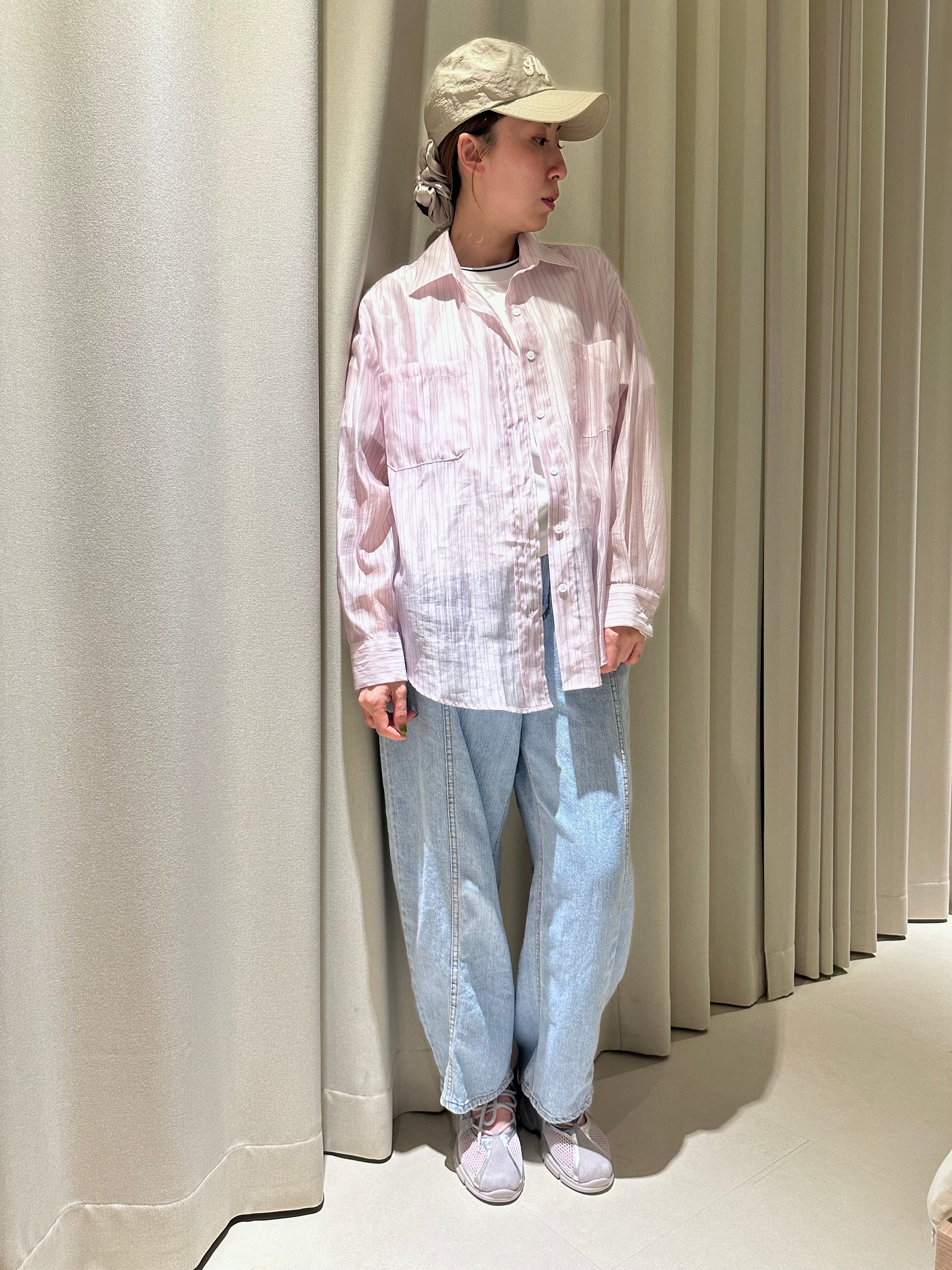 透薄條子shirt/粉紅