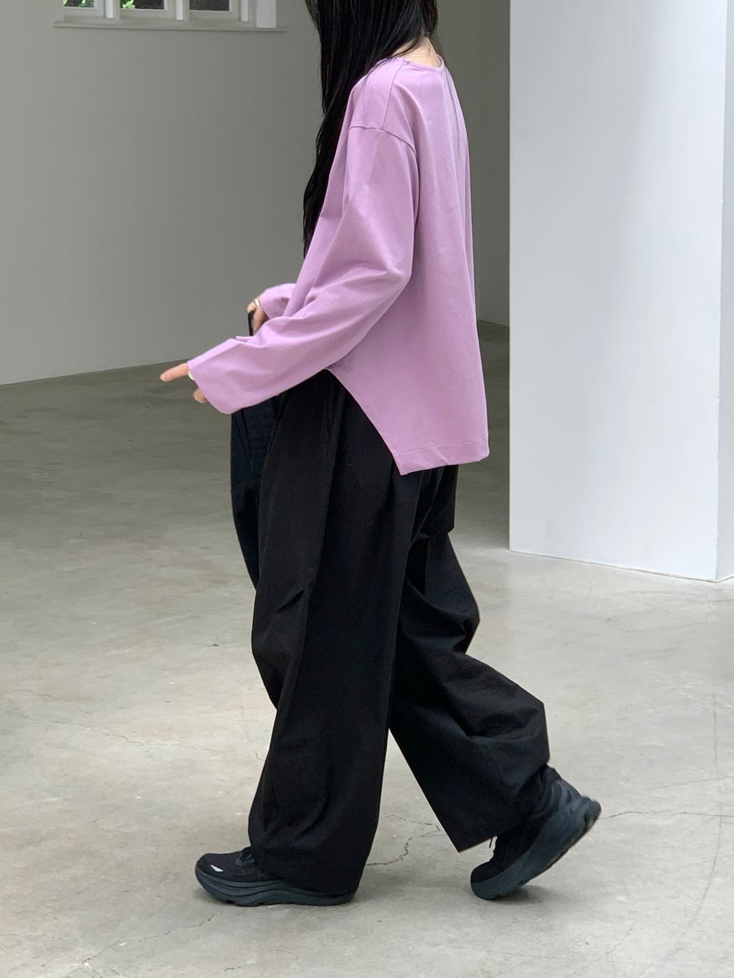 衫腳梯型T-shirt/粉紫