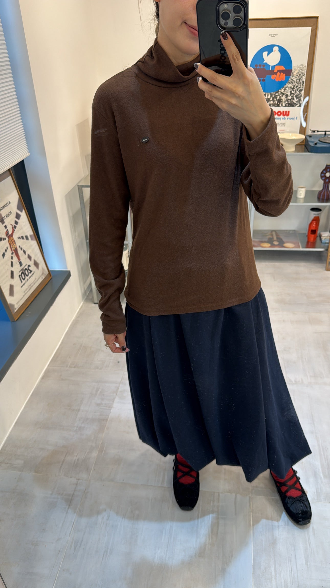 靚色企領T-shirt/啡