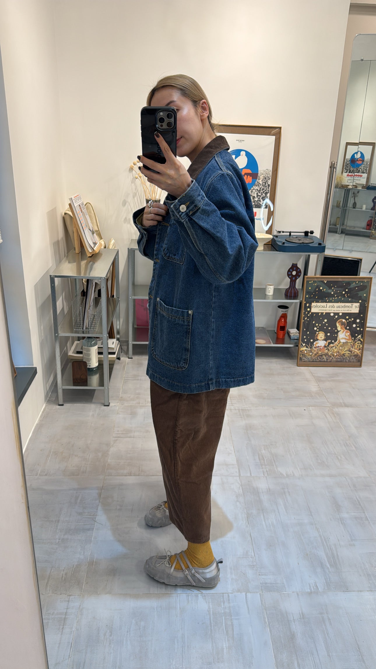 燈芯絨闊腳褲/啡