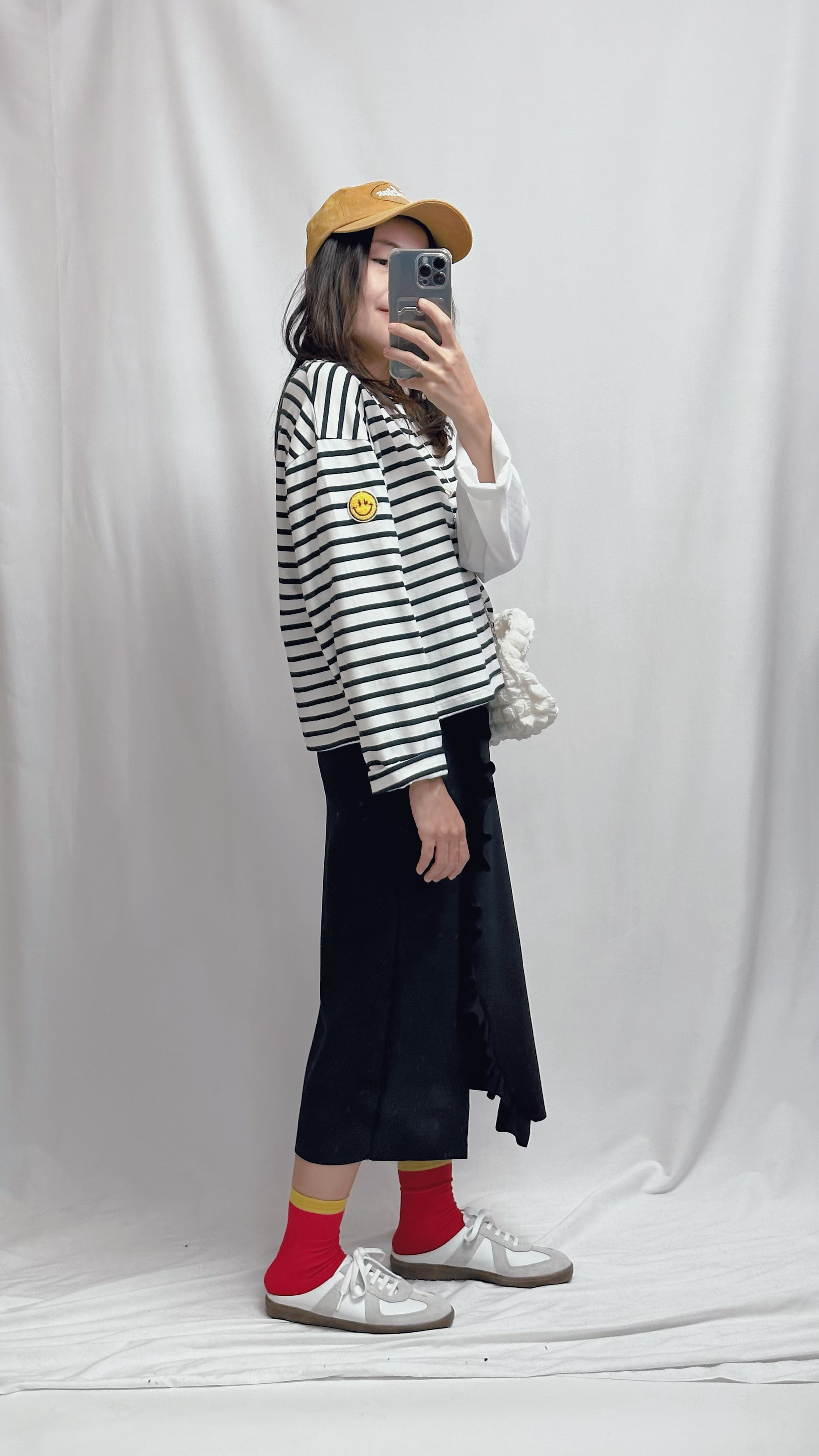 (訂貨)間條patchwork T-shirt/黑白