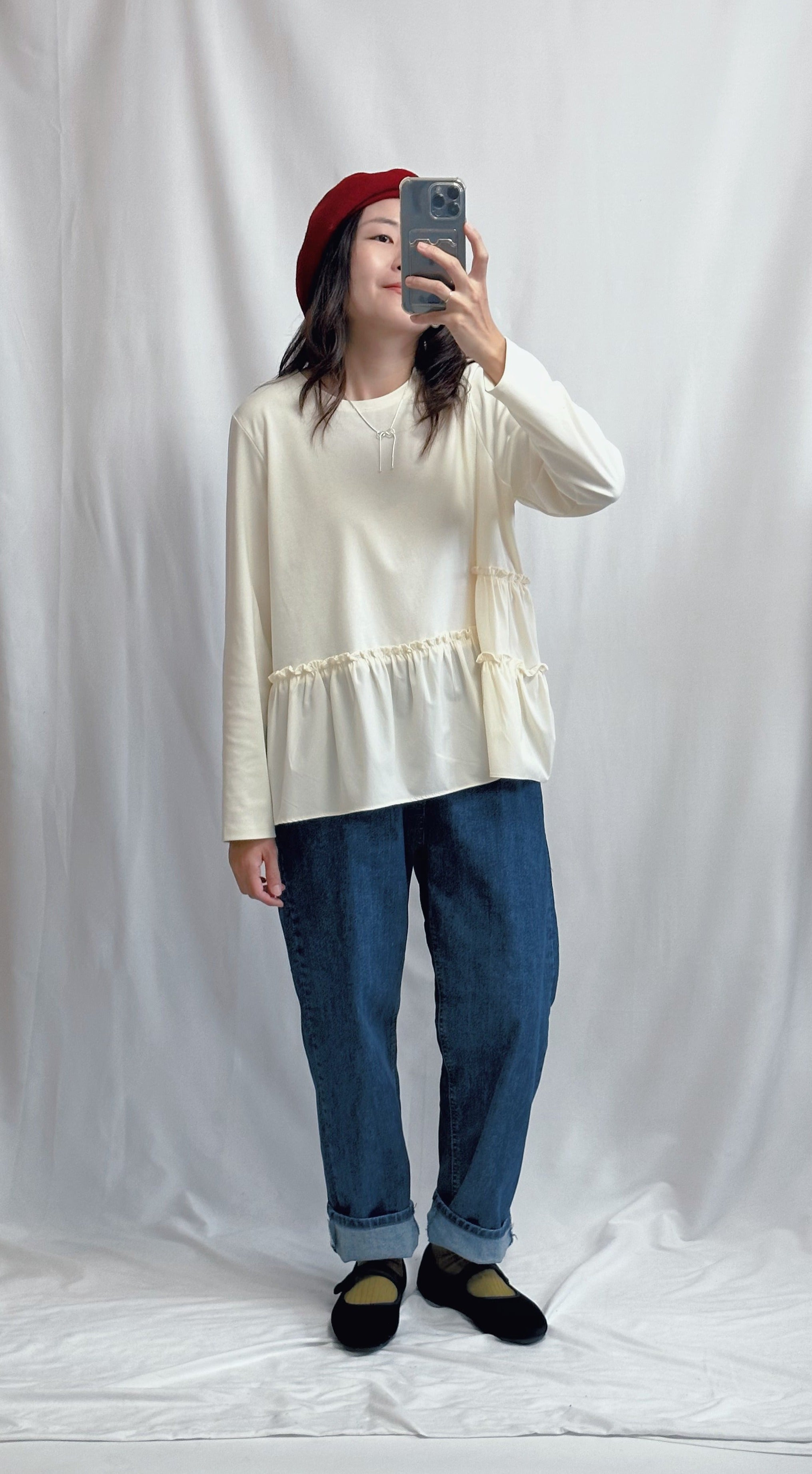 (訂貨)衫腳Ruffle T-shirt/米