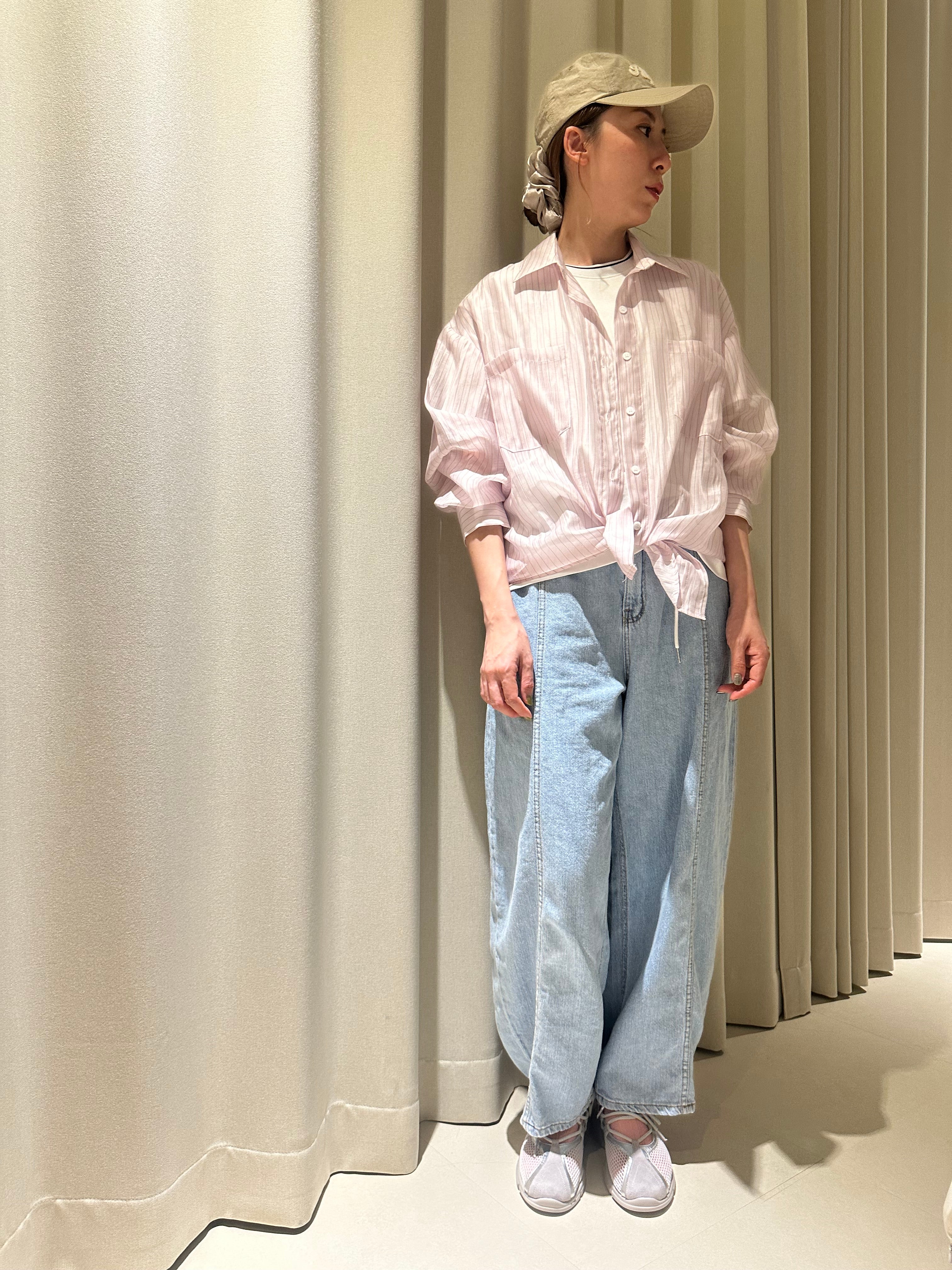 透薄條子shirt/粉紅