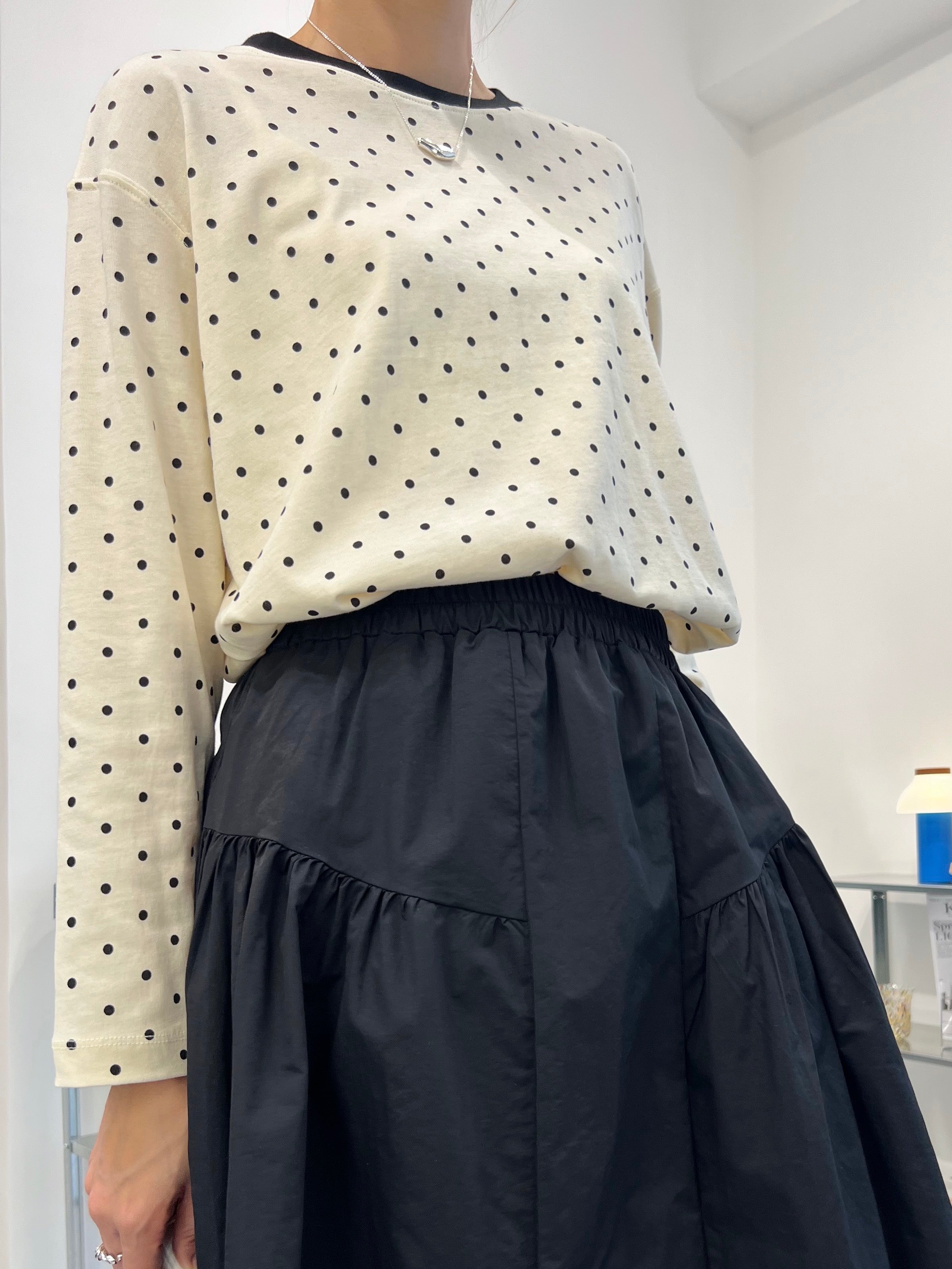 波點T-shirt/米白