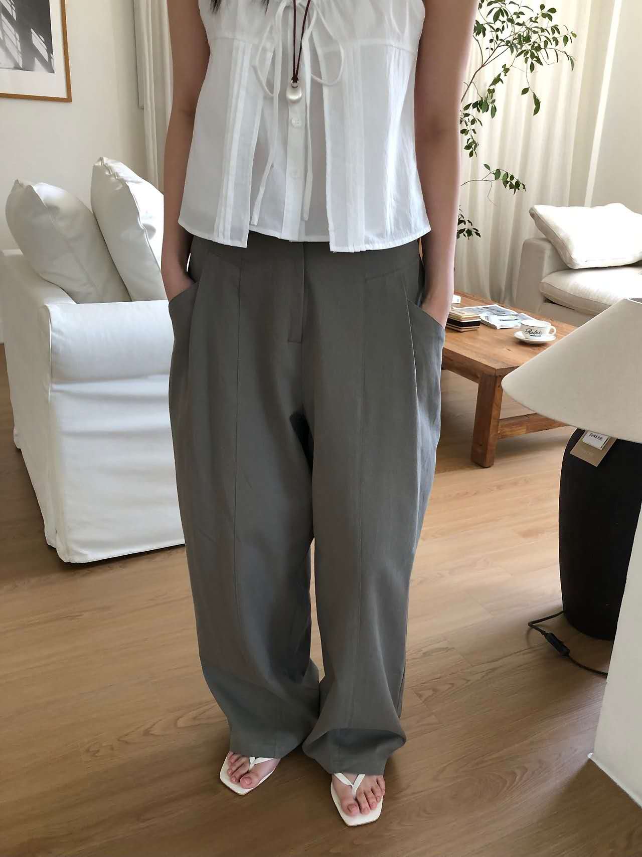 特別褲頭西褲/灰綠