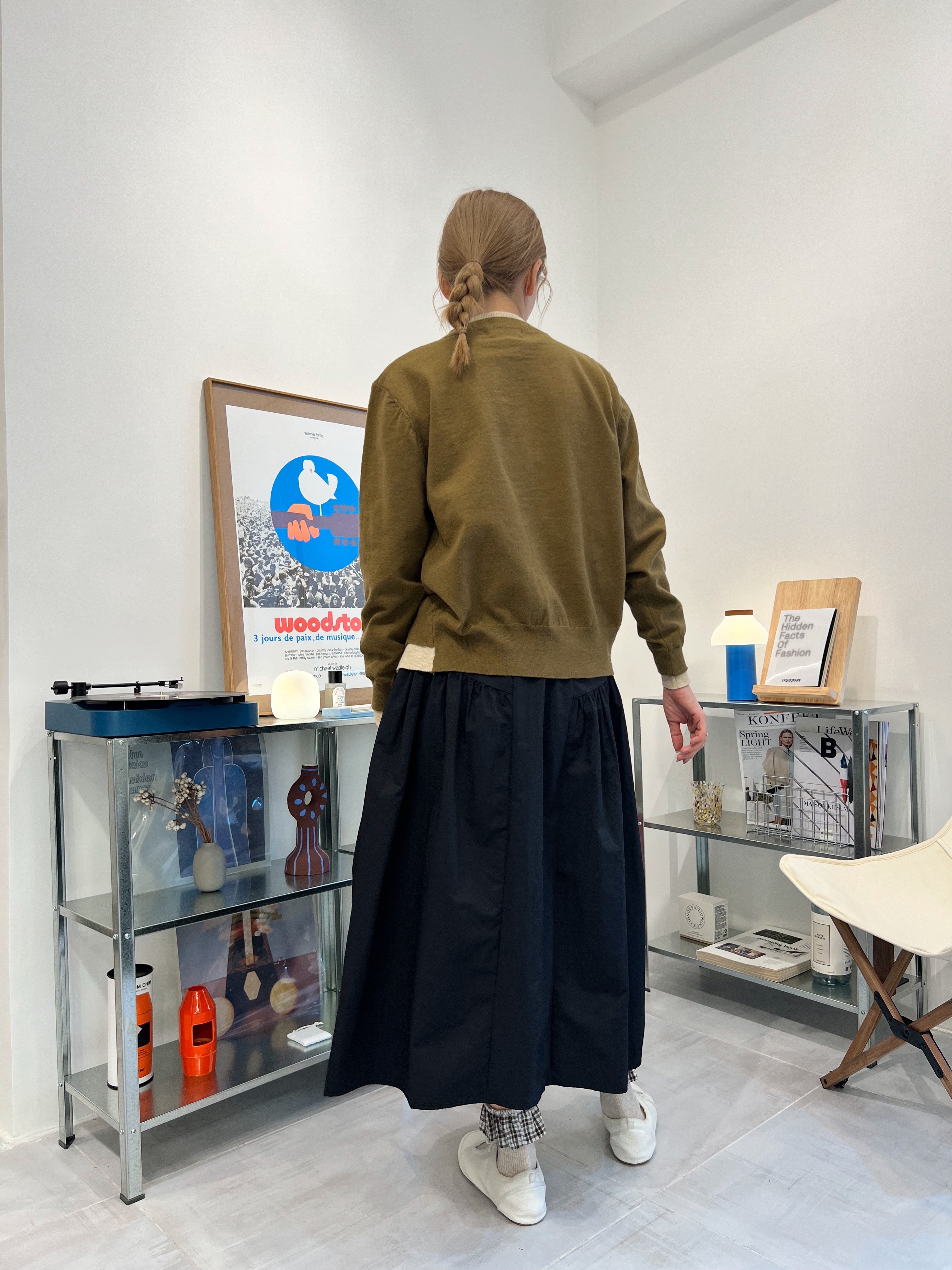 併色cardigan/橄欖+杏