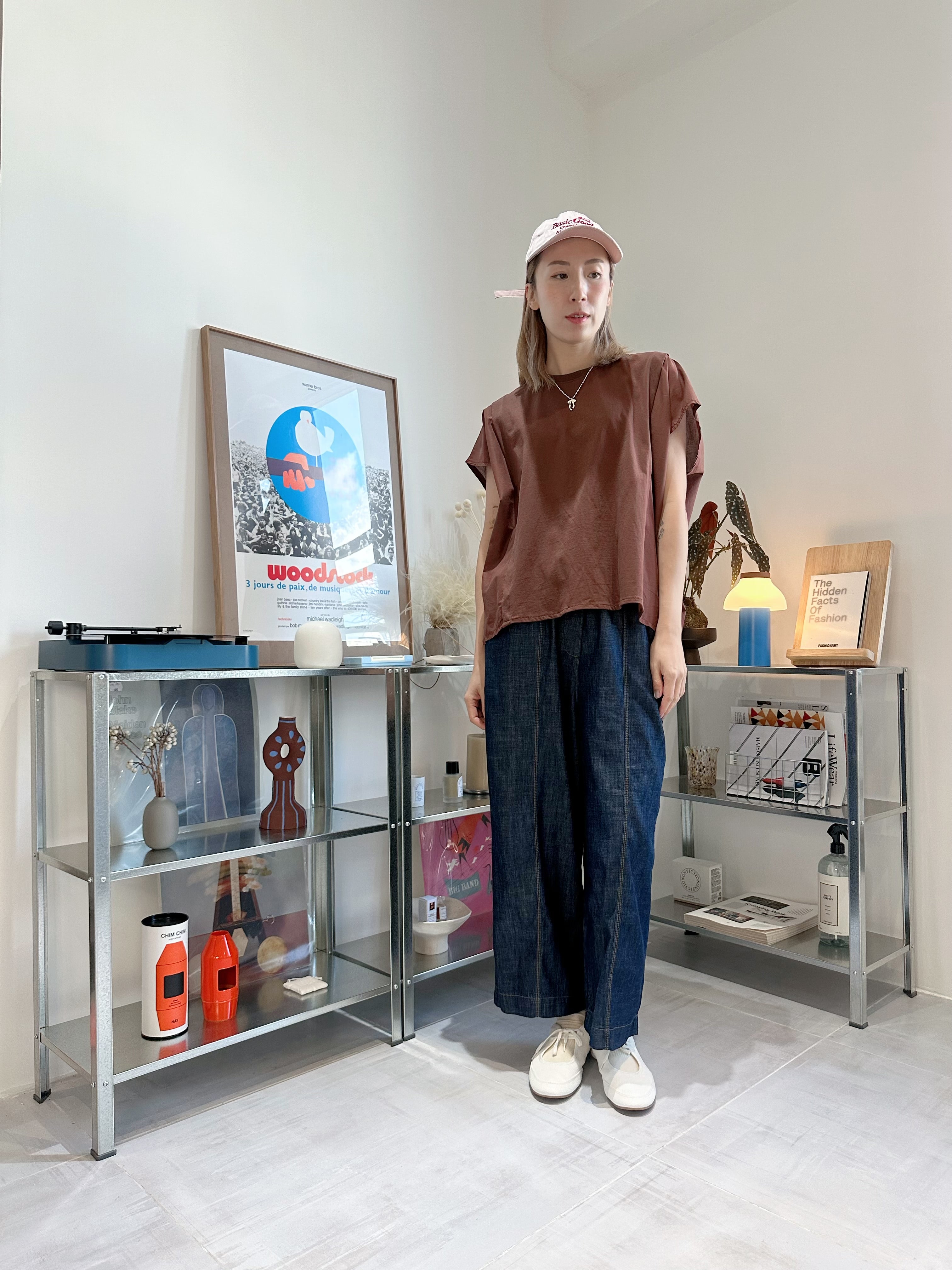 (訂貨:15工作天)橡筋腰牛仔長褲/深藍