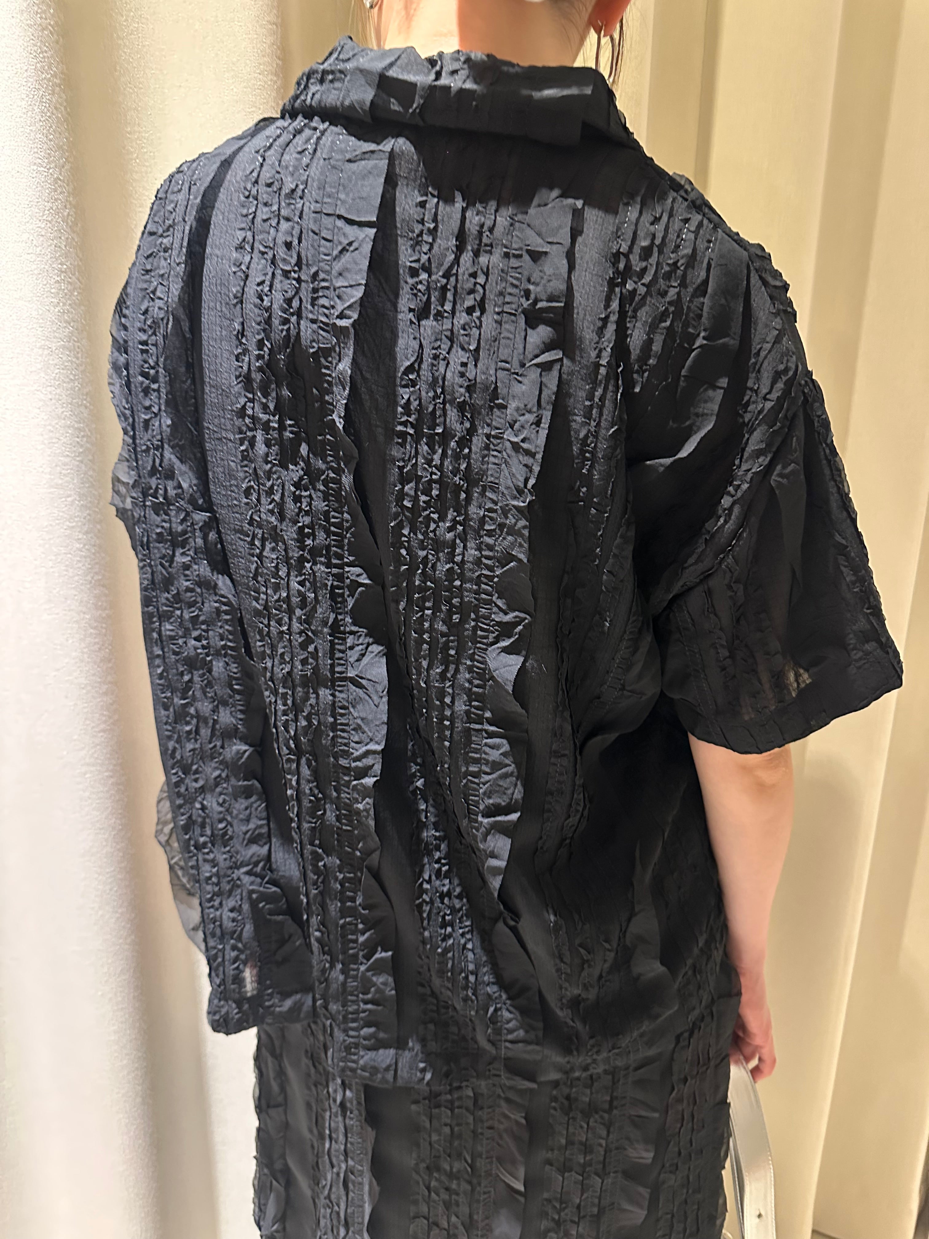 雪紡ruffle恤衫/黑