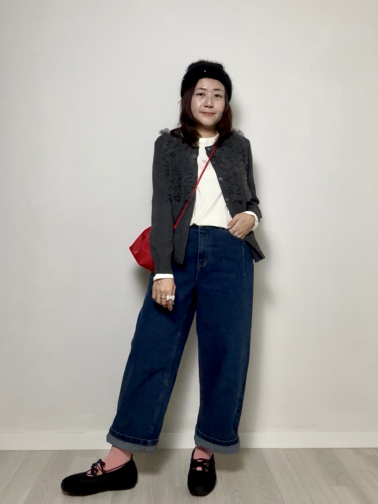 紗紗ruffle cardigan/灰