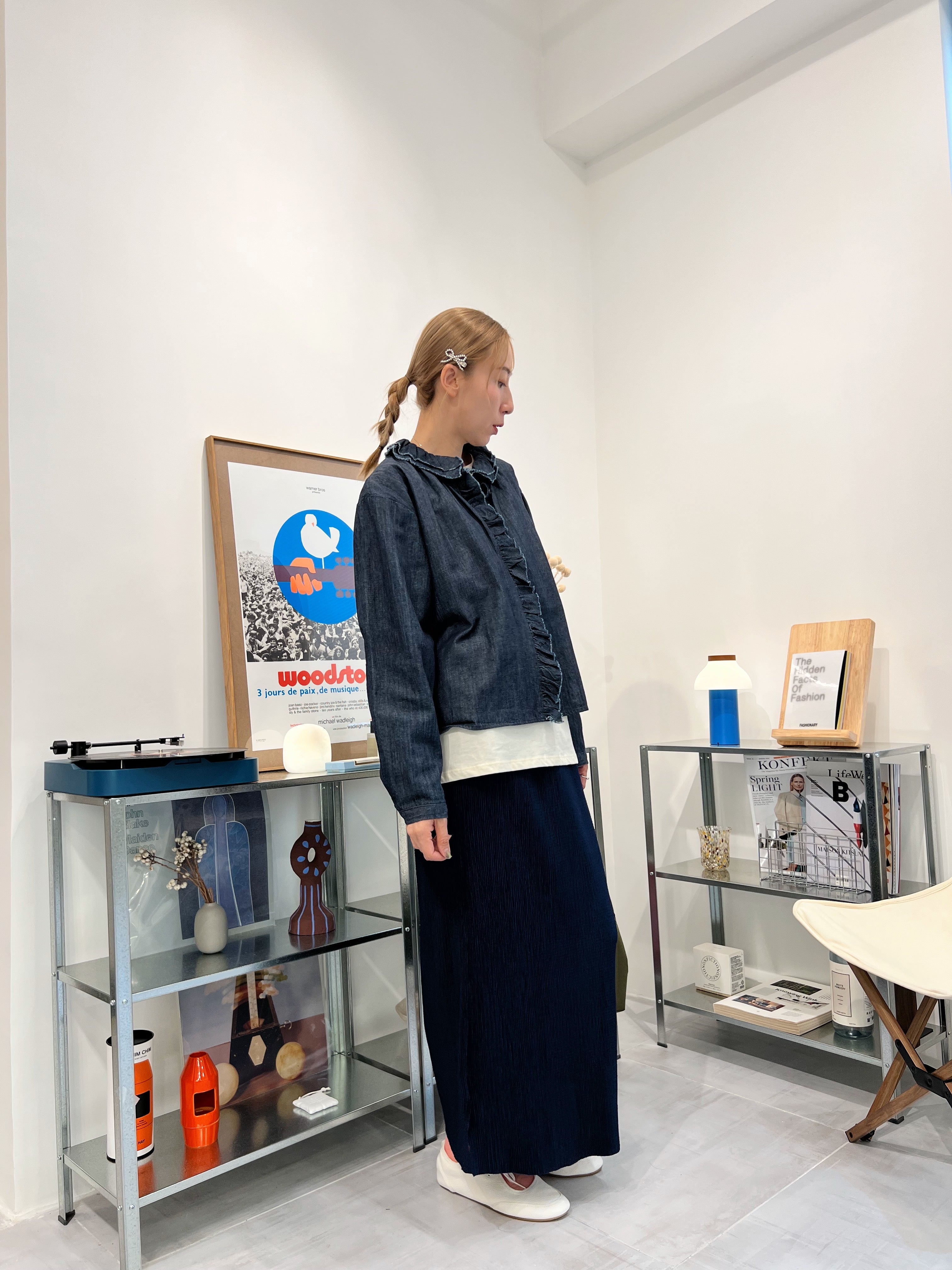 Ruffle領牛仔恤衫外套/藍