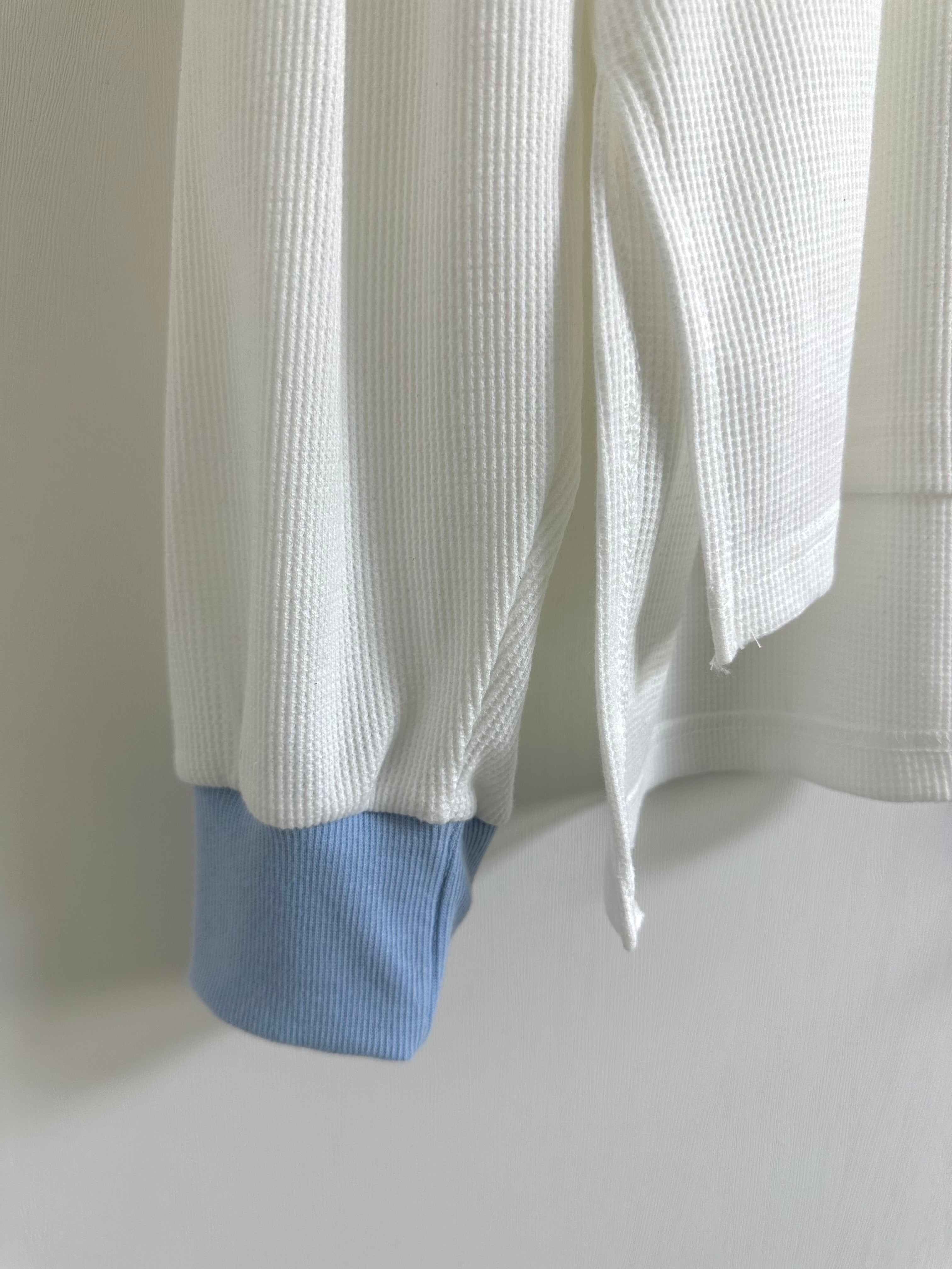 撞色領袖waffle T-shirt/白