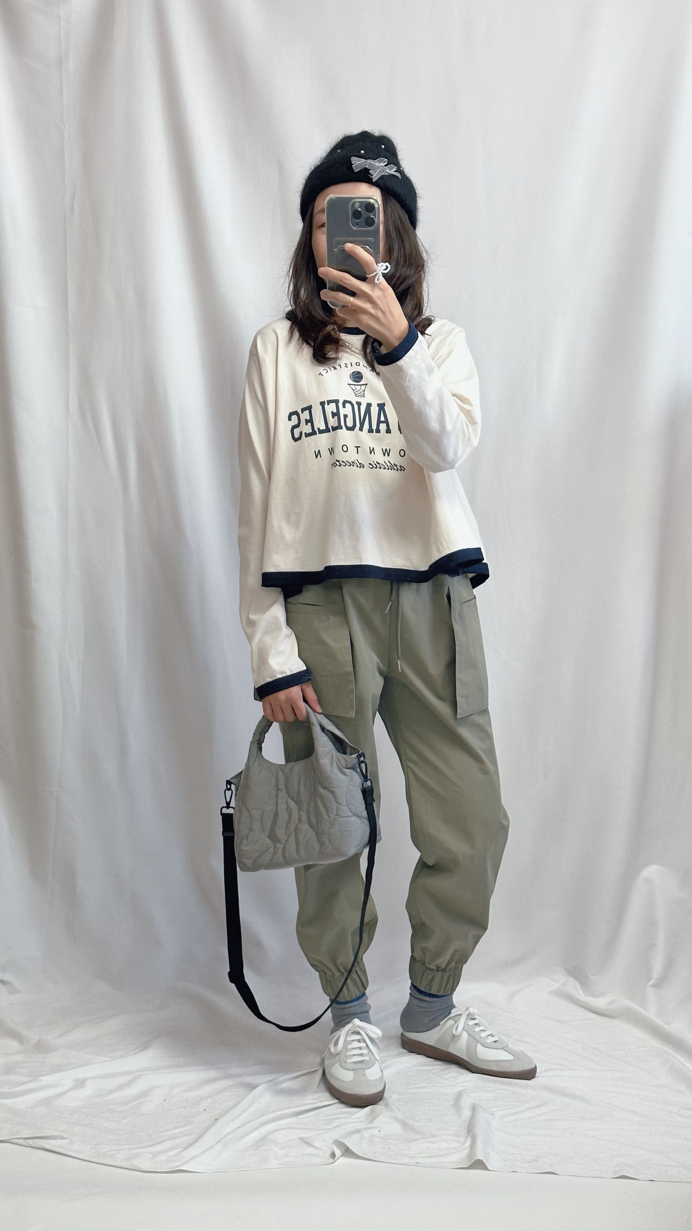 (訂貨)A型衫腳包邊T-shirt/米