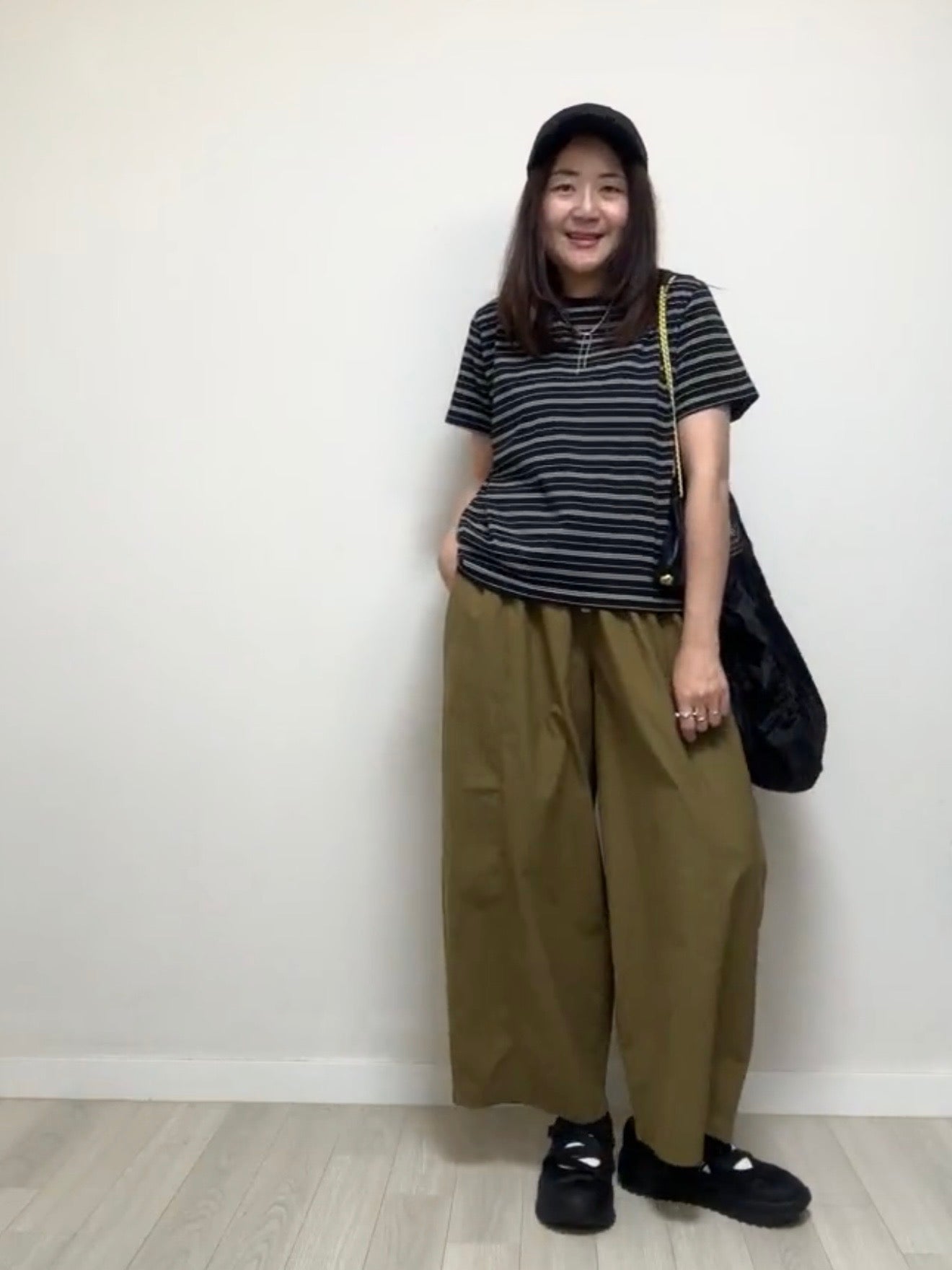 橡根腰Taper褲/啡