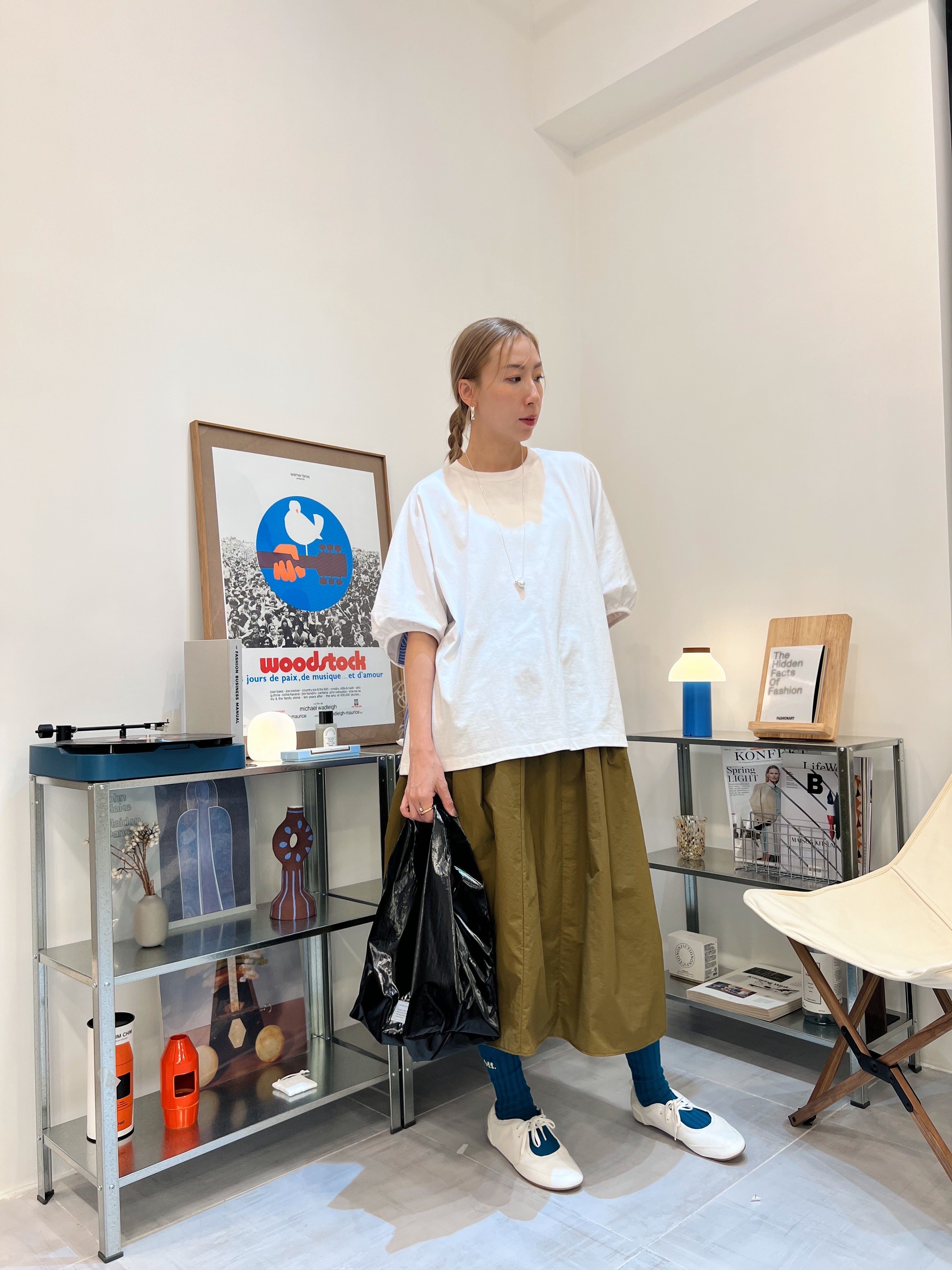 後併布泡泡袖T-shirt/白