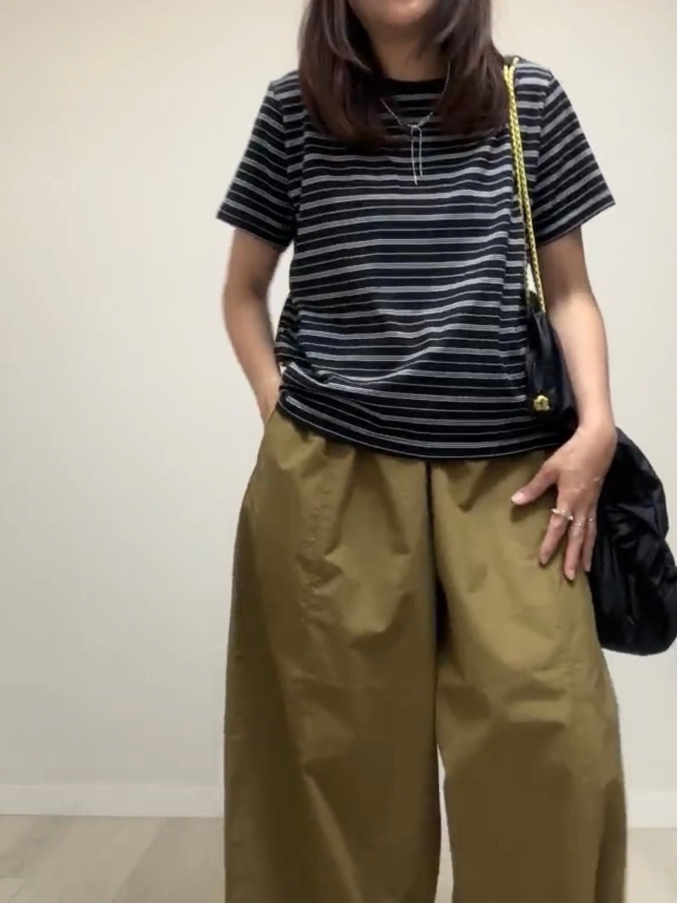 橡根腰Taper褲/啡