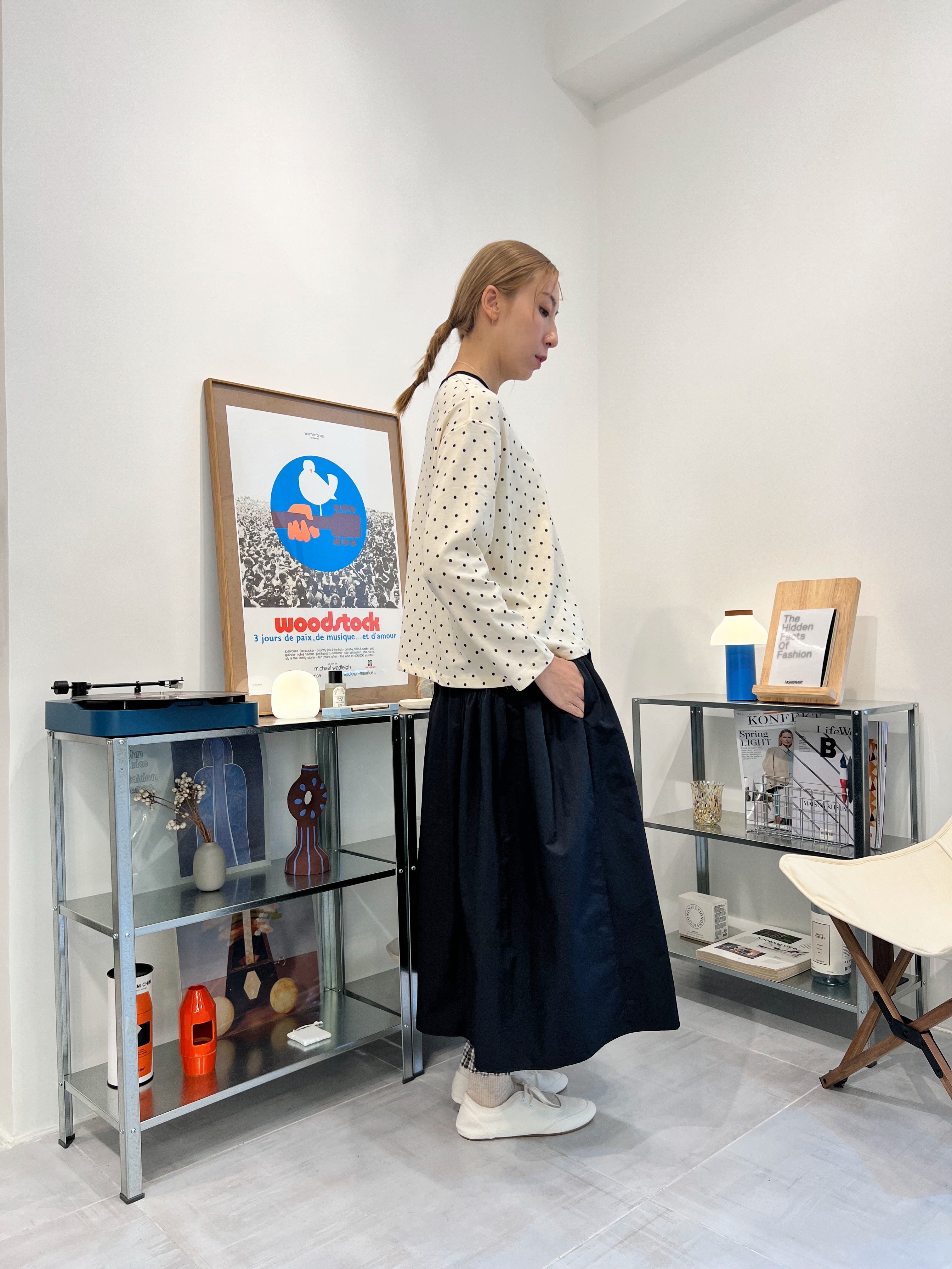 波點T-shirt/米白