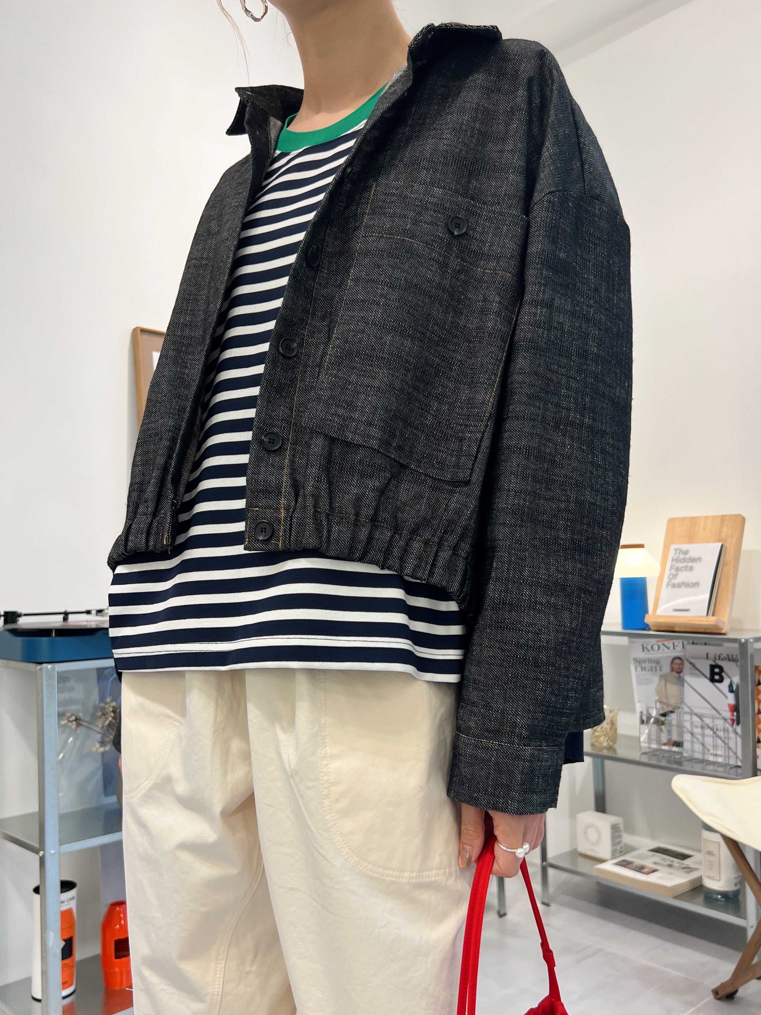 束腳牛仔薄外套/黑