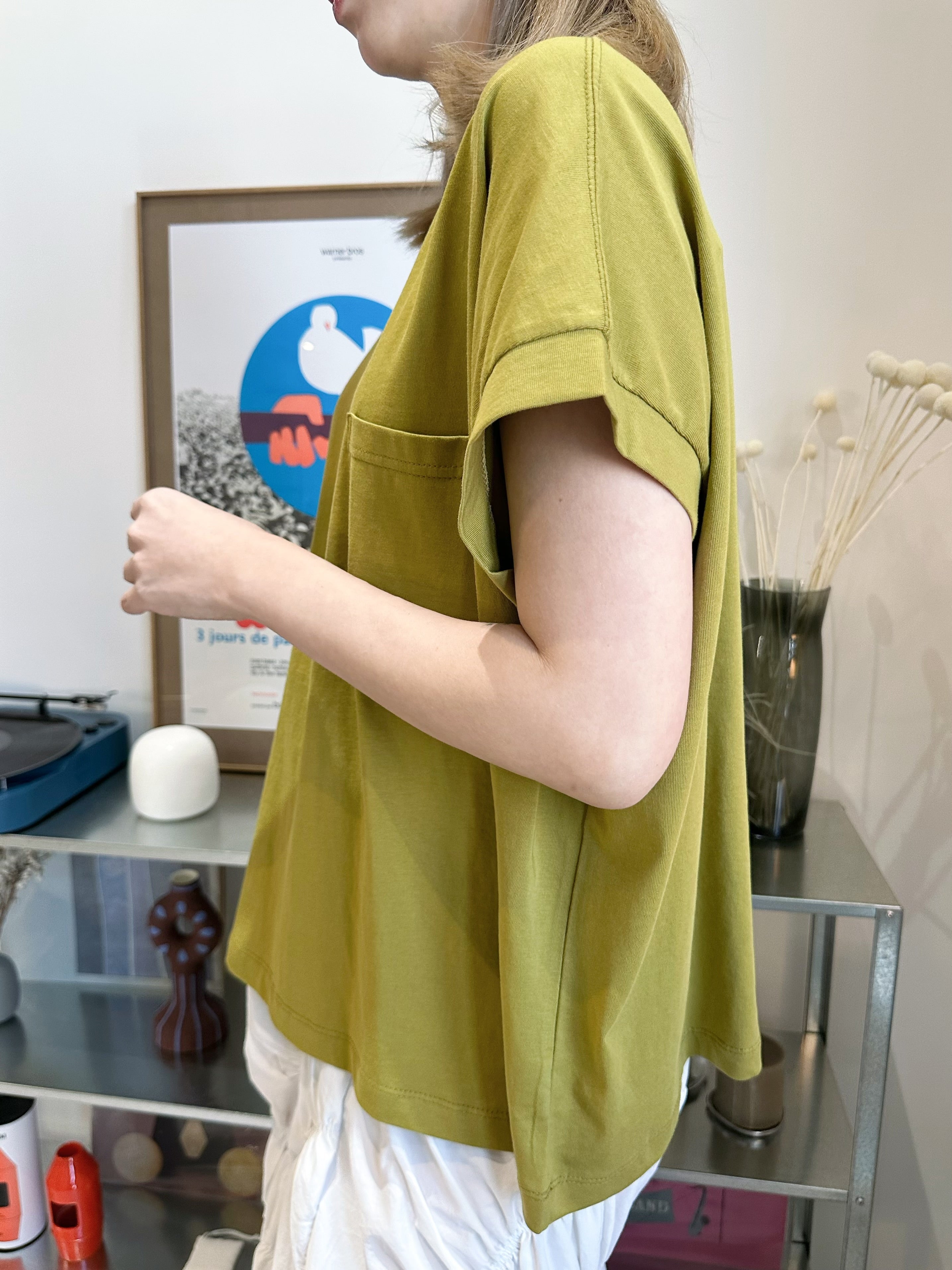 (訂貨:15工作天)口袋Boxy Tee/綠茶