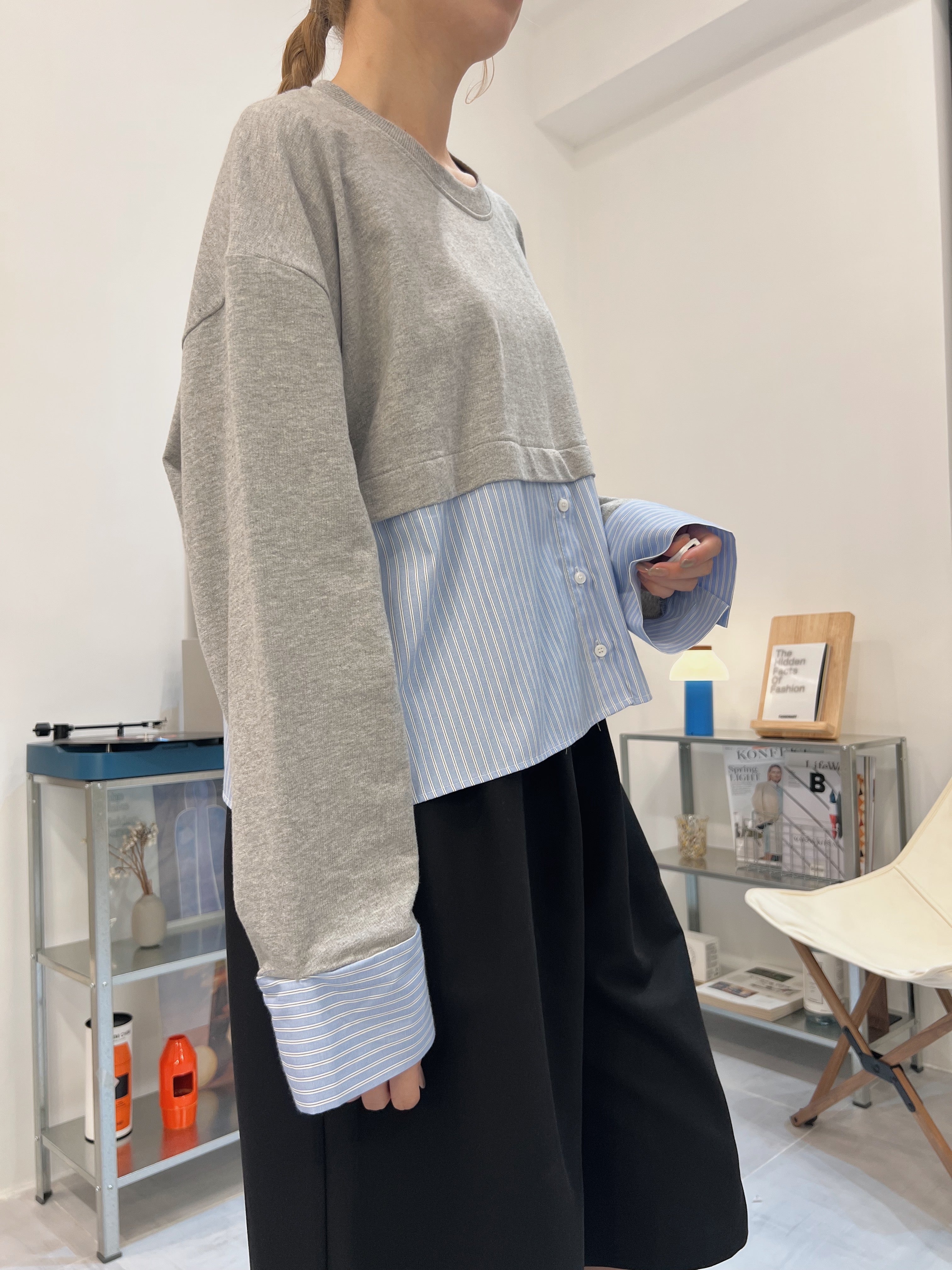 下半條子薄衛衣/灰