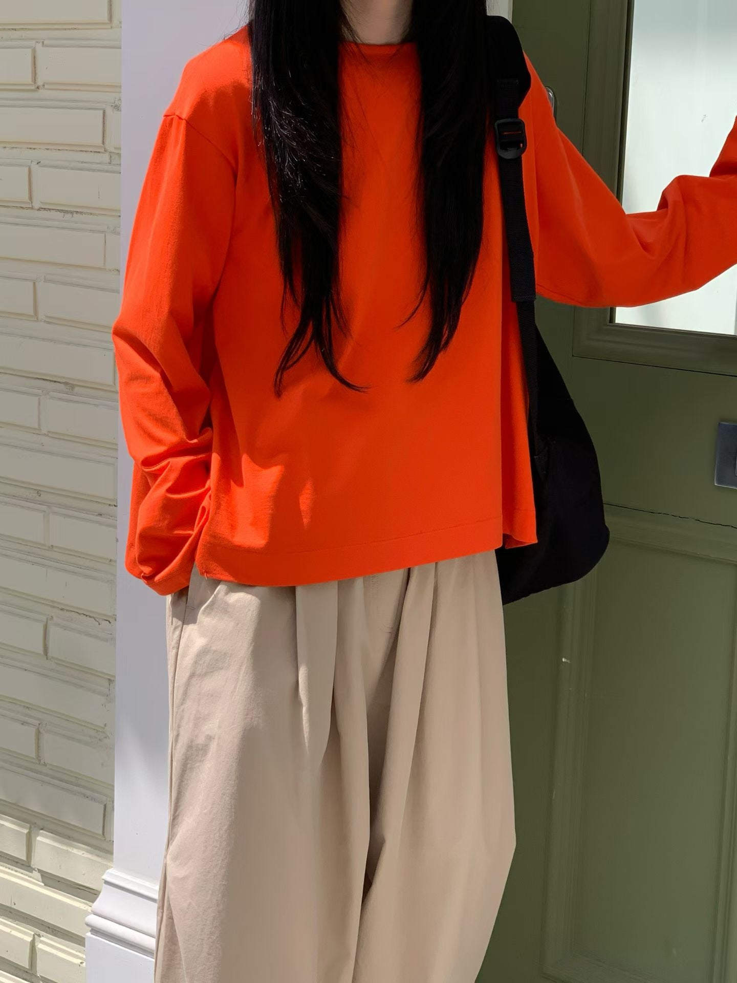 衫腳梯型T-shirt/橙紅