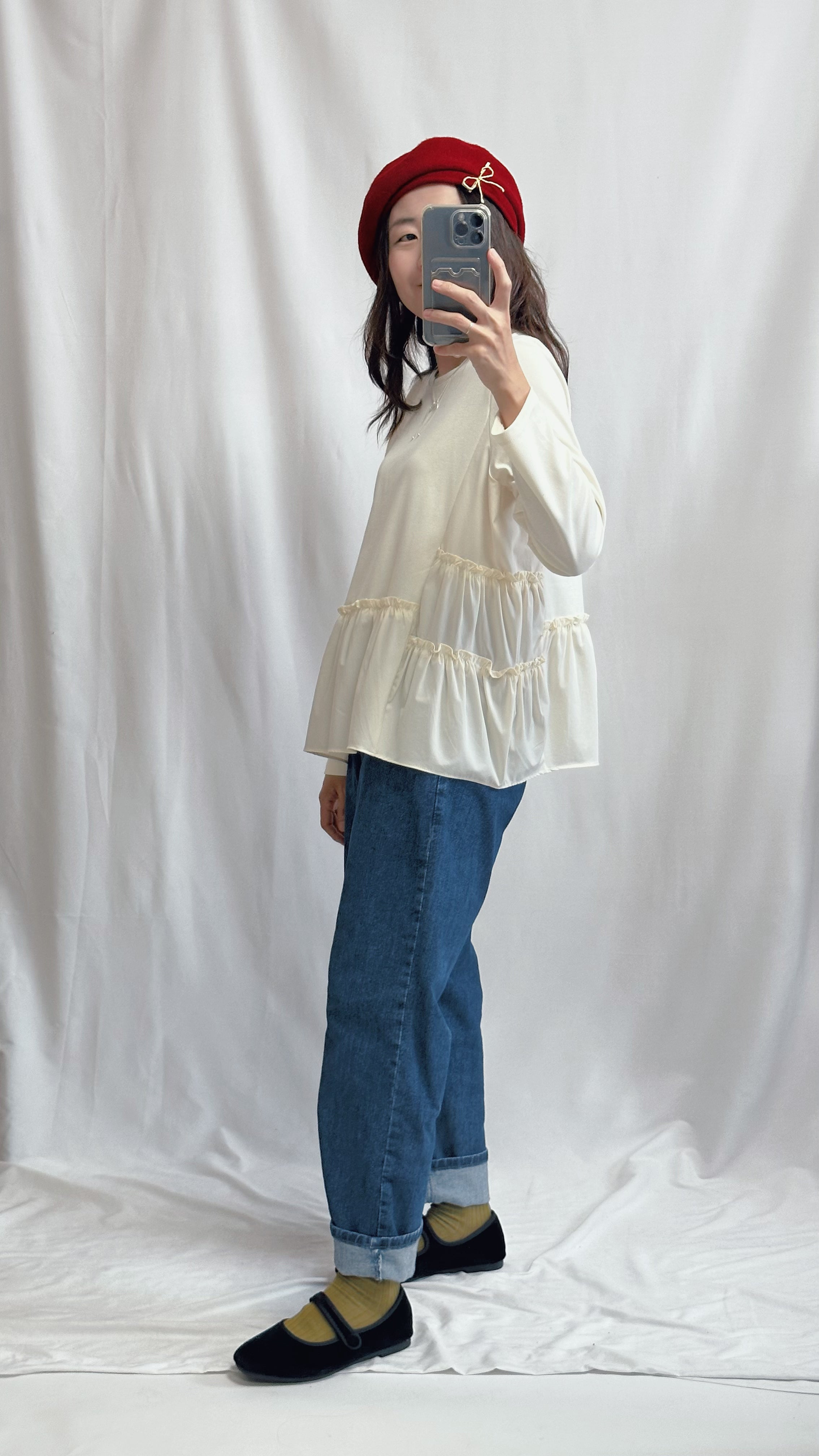 (訂貨)衫腳Ruffle T-shirt/米