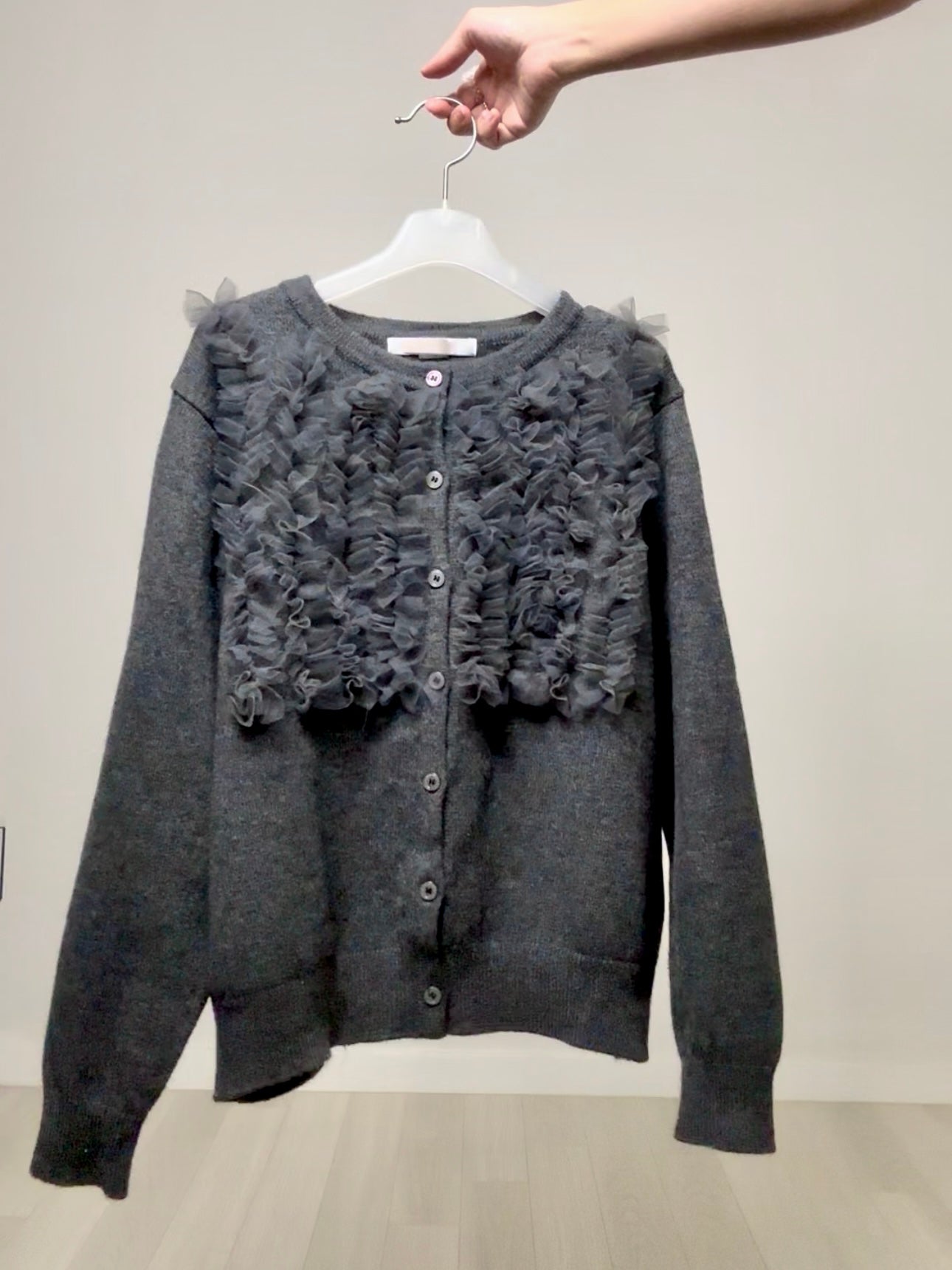 紗紗ruffle cardigan/灰