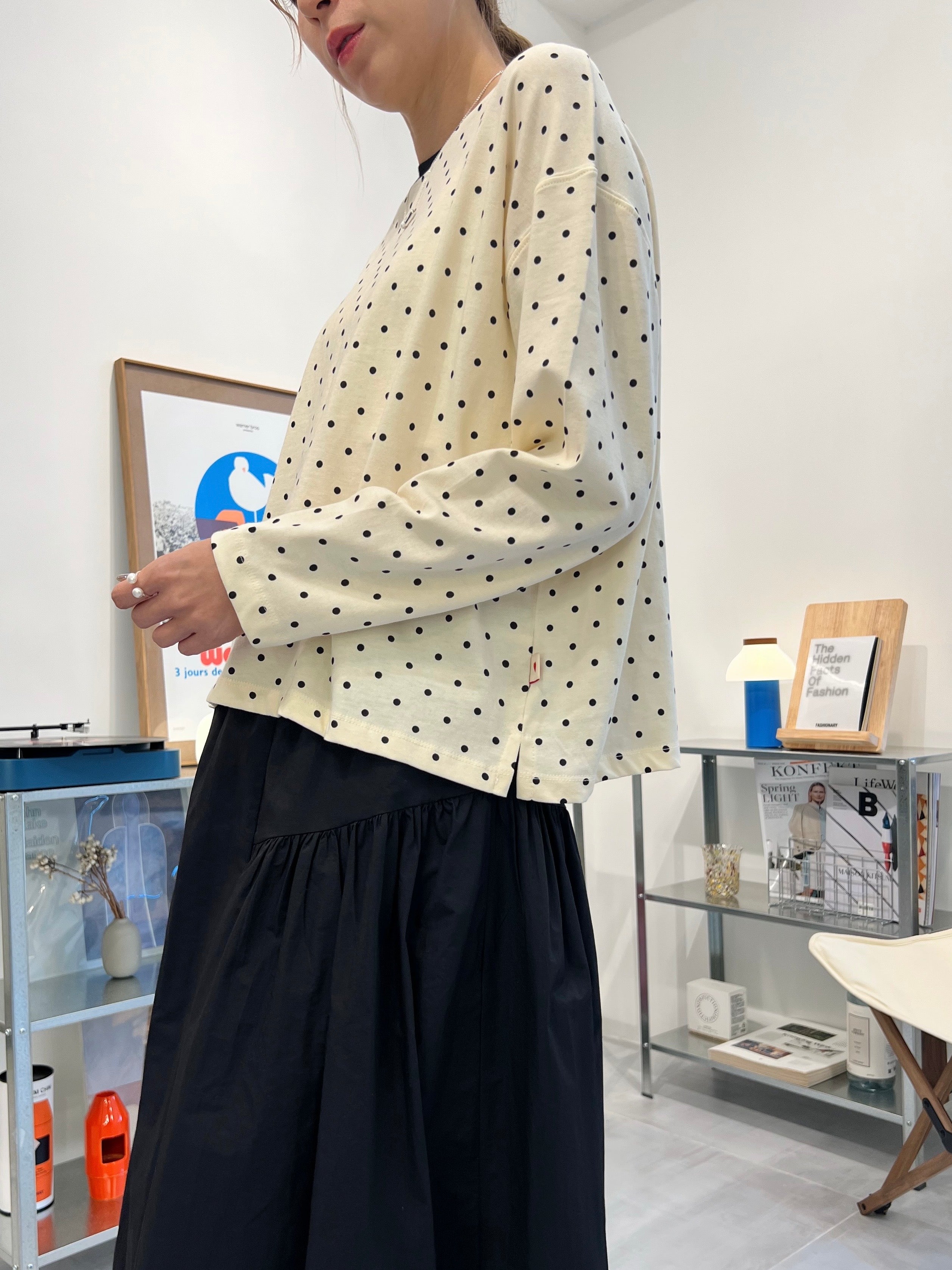 波點T-shirt/米白