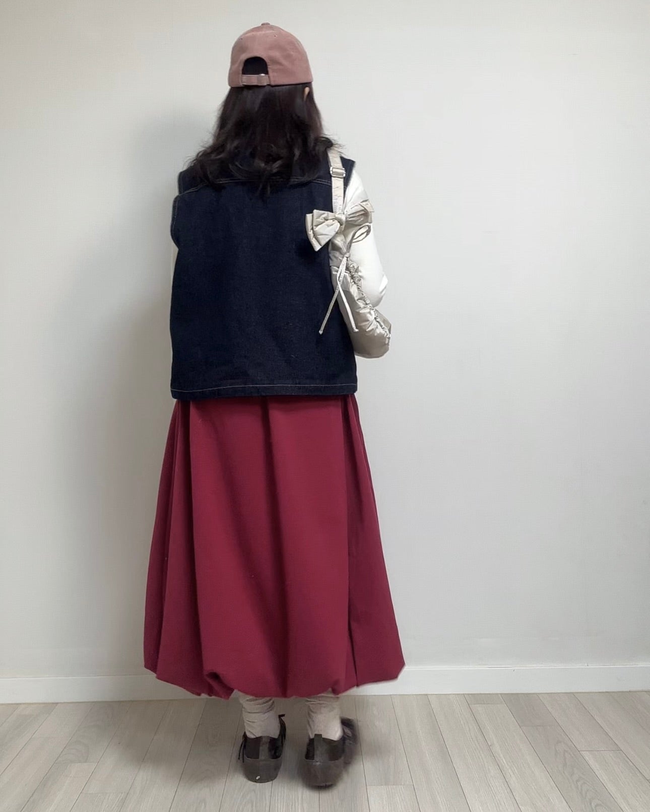 牛仔羊羔毛背心/深藍