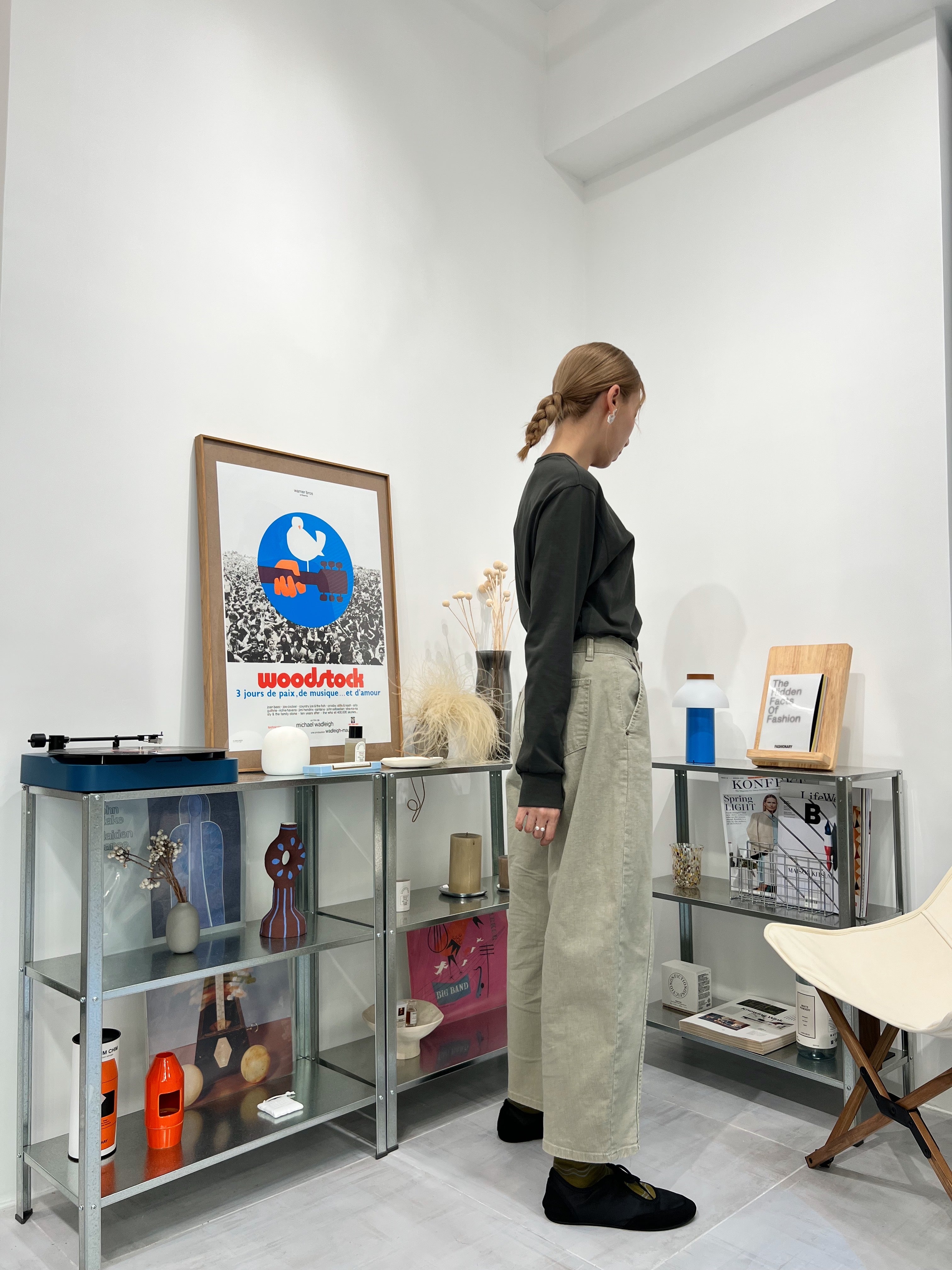 駁線牛仔褲/淺綠