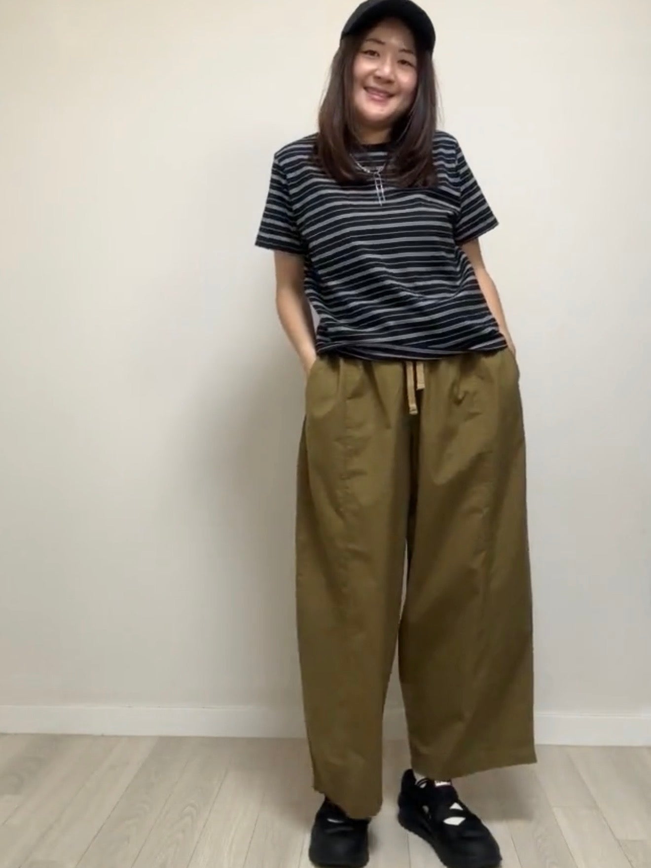 橡根腰Taper褲/啡