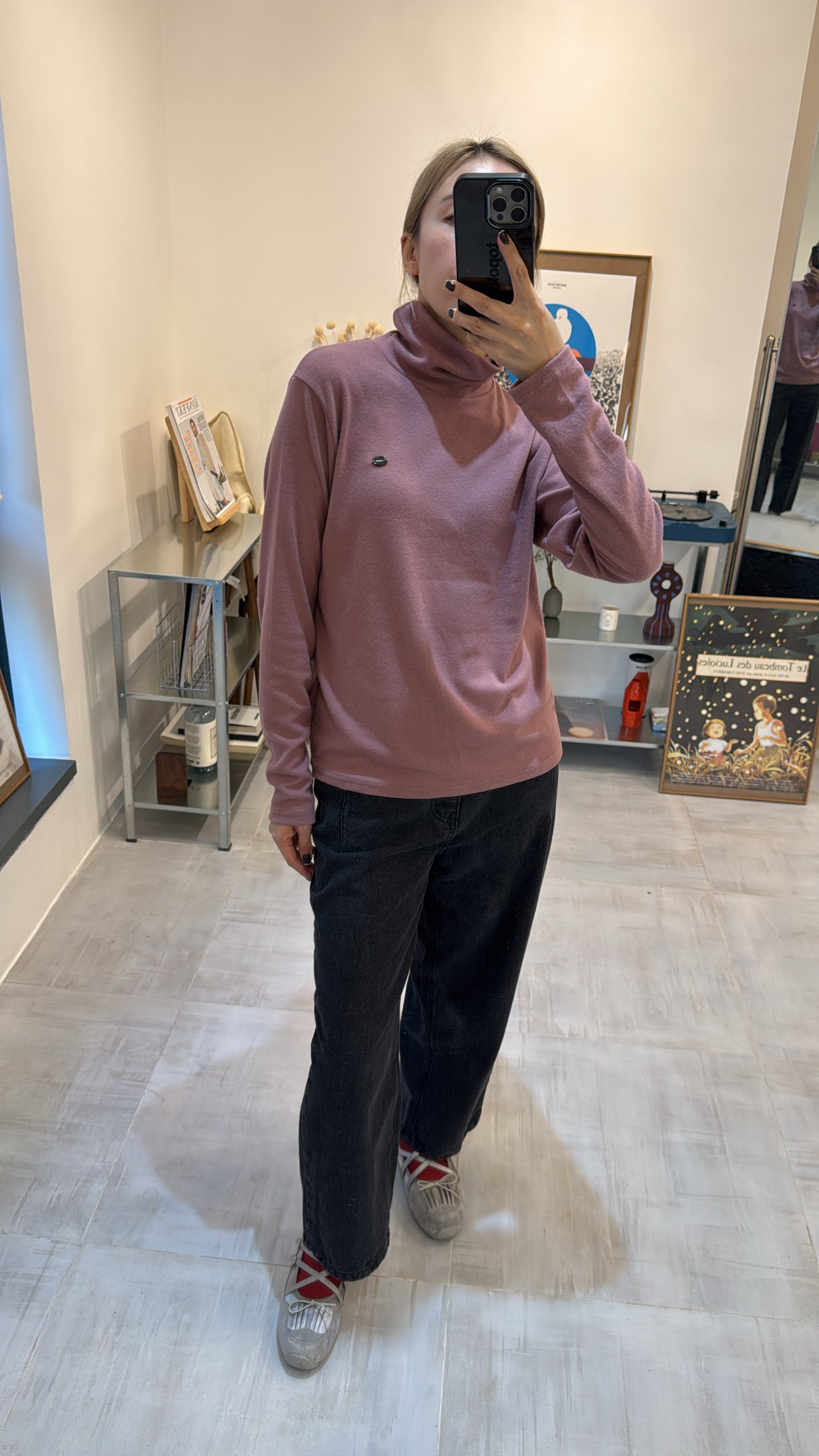 靚色企領T-shirt/霧粉紅