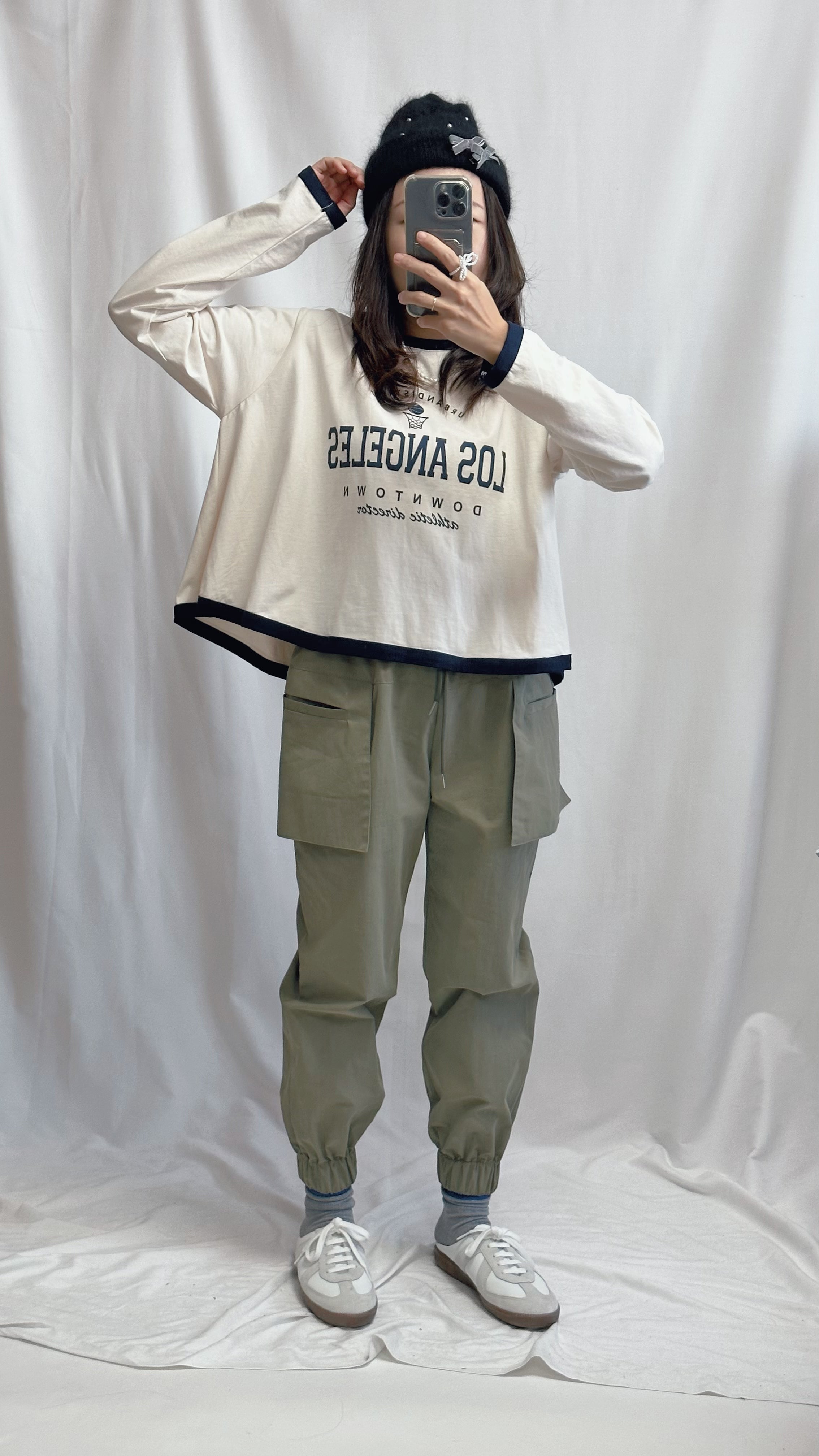 (訂貨)A型衫腳包邊T-shirt/米