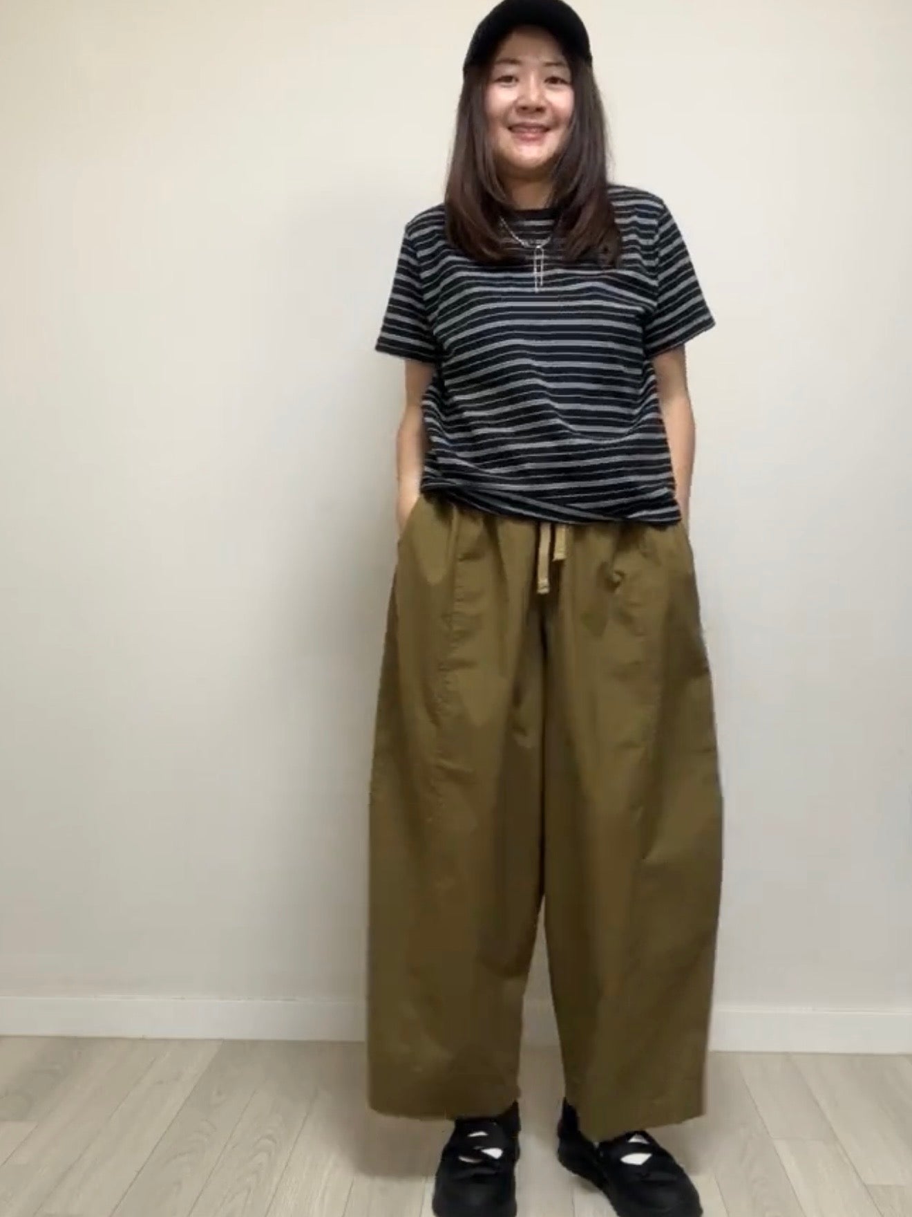 橡根腰Taper褲/啡