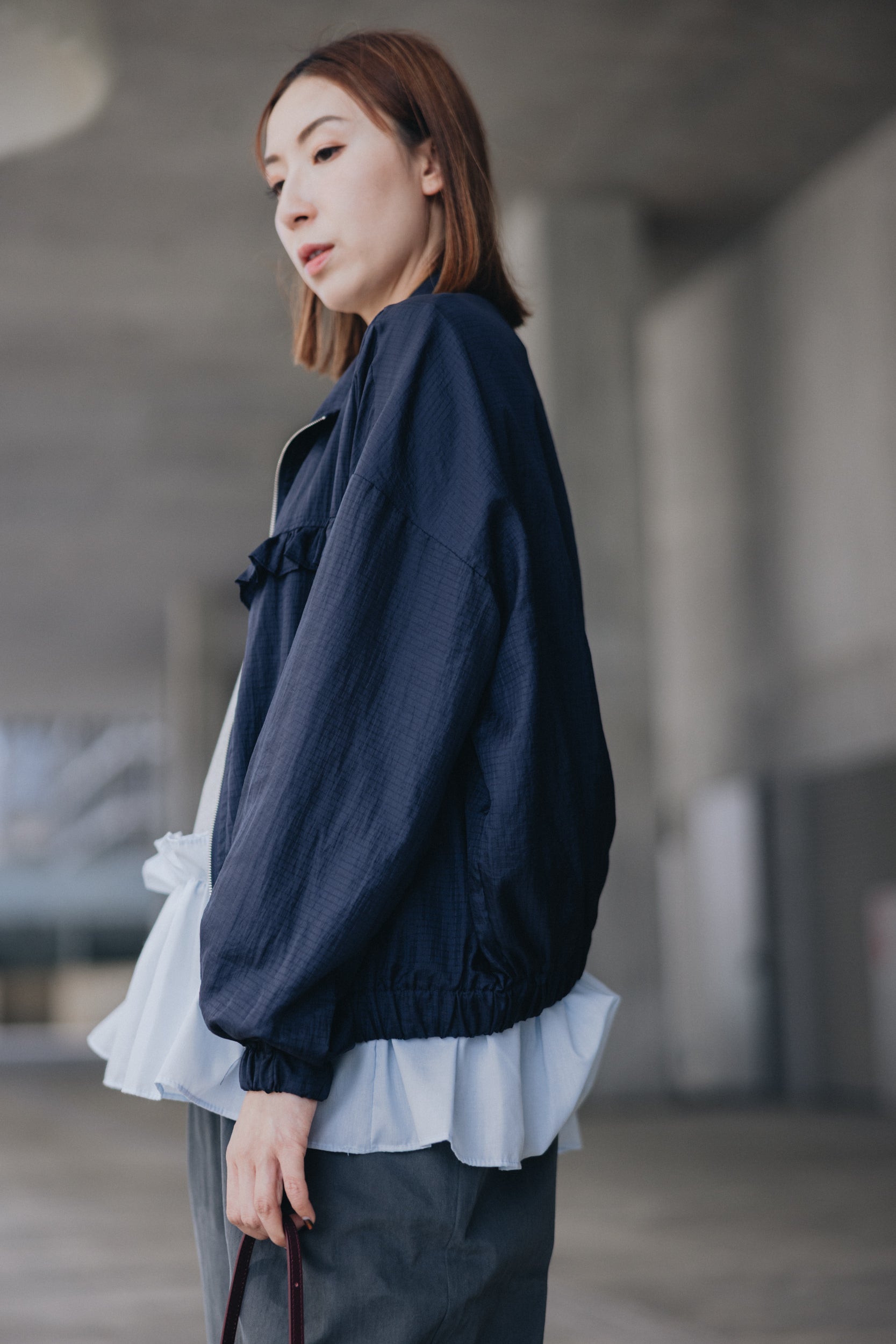 Ruffle風褸/深藍