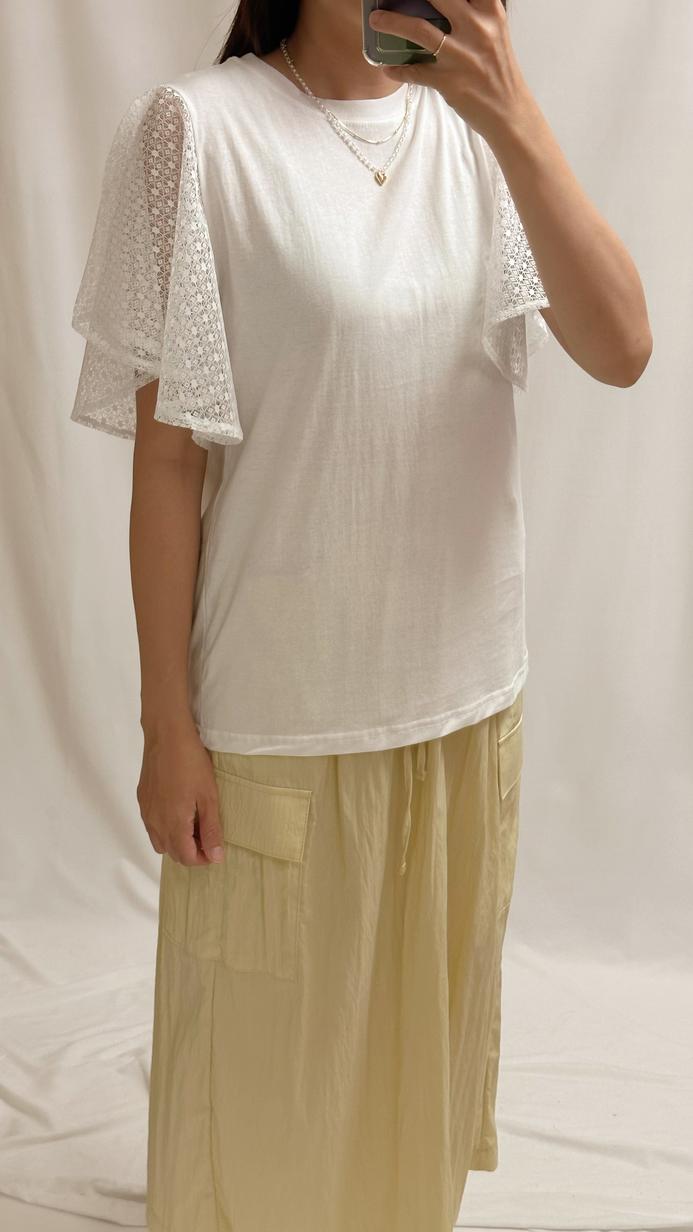喱士袖T-shirt/白