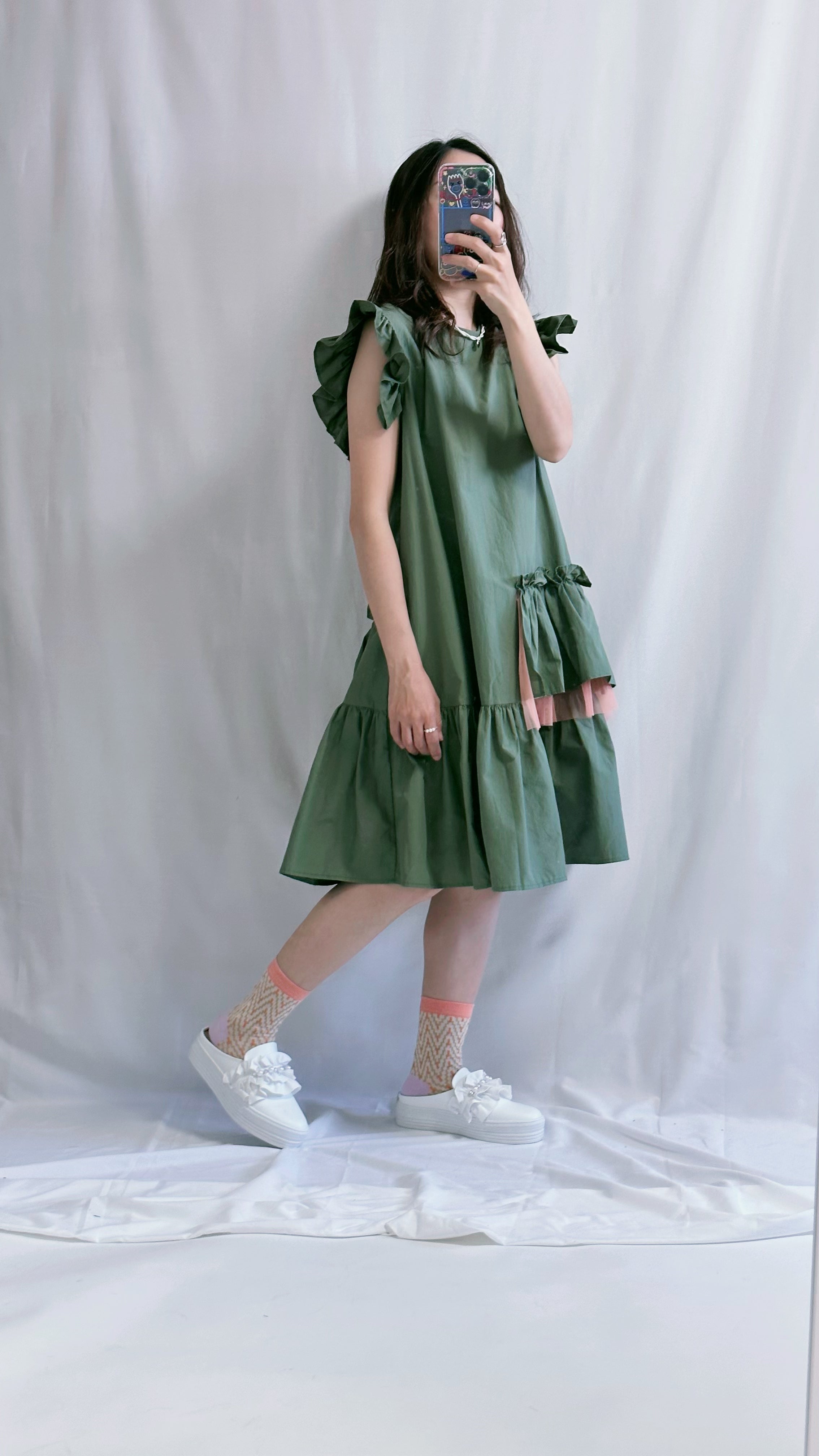 (預購)Ruffle背心裙/軍綠