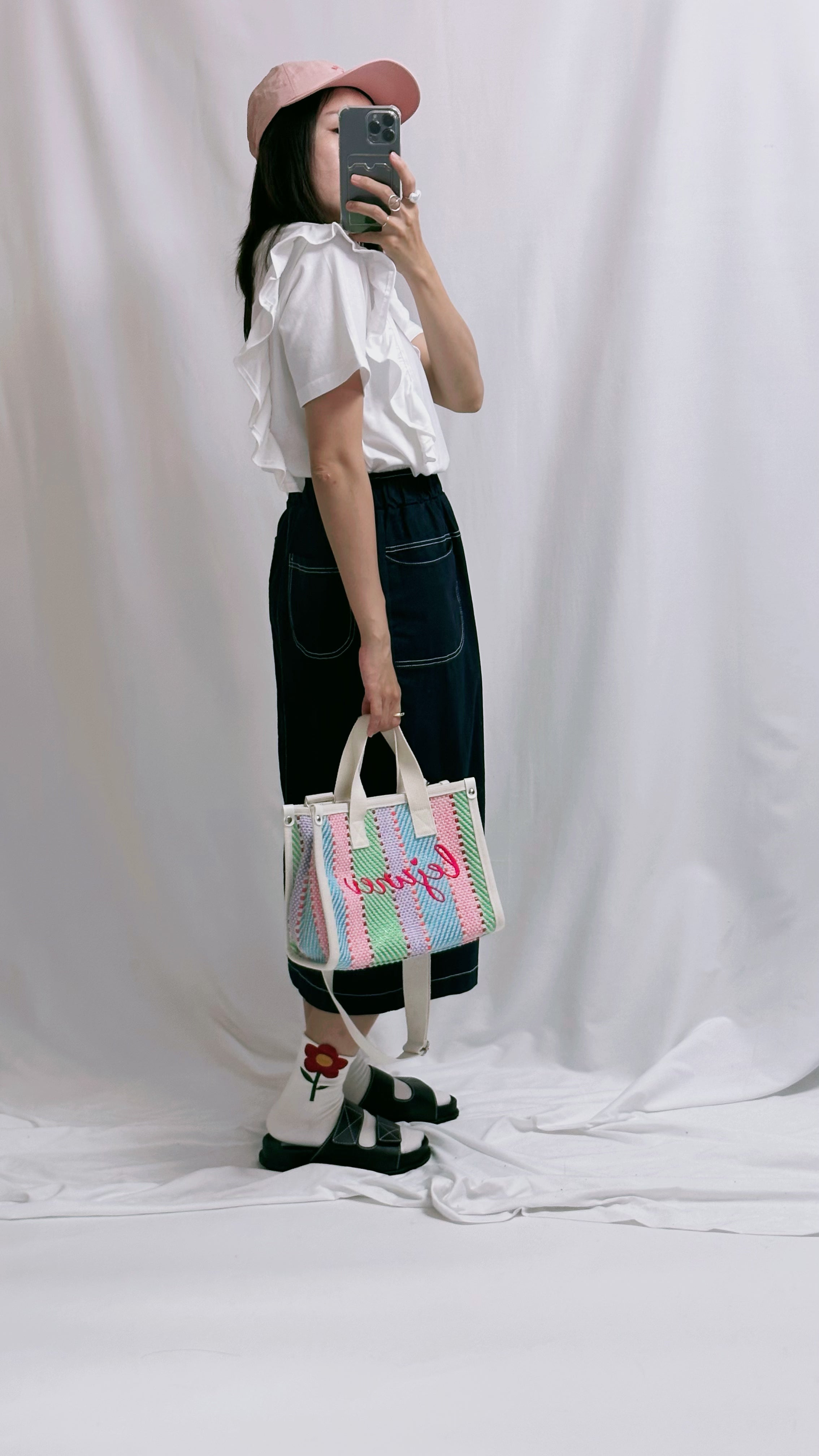 兩邊Ruffle T-shirt/白
