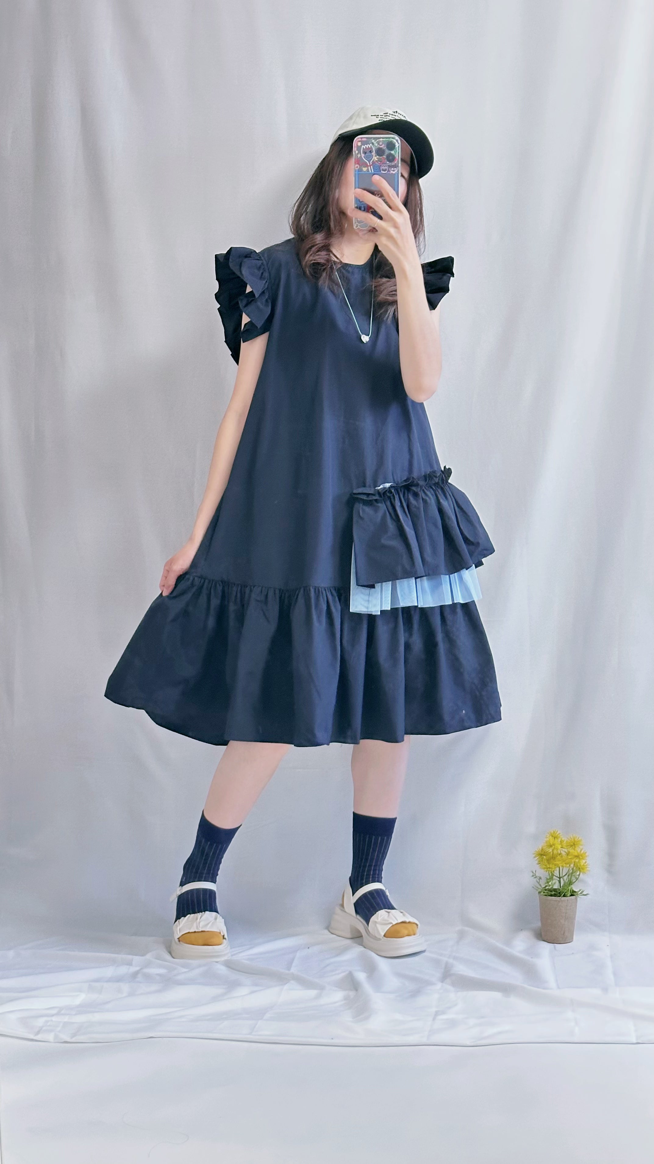 (預購)Ruffle背心裙/深藍
