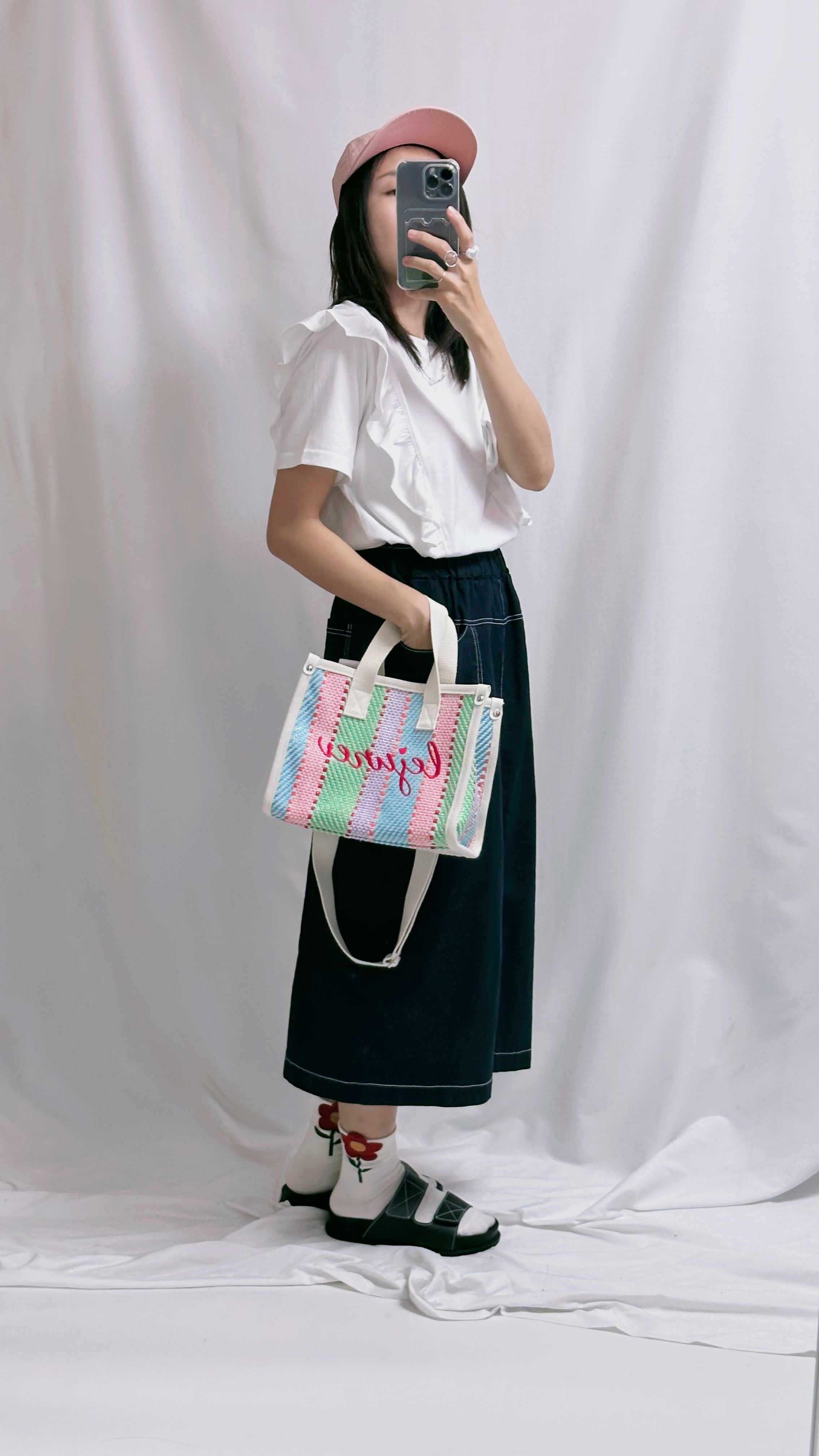兩邊Ruffle T-shirt/白