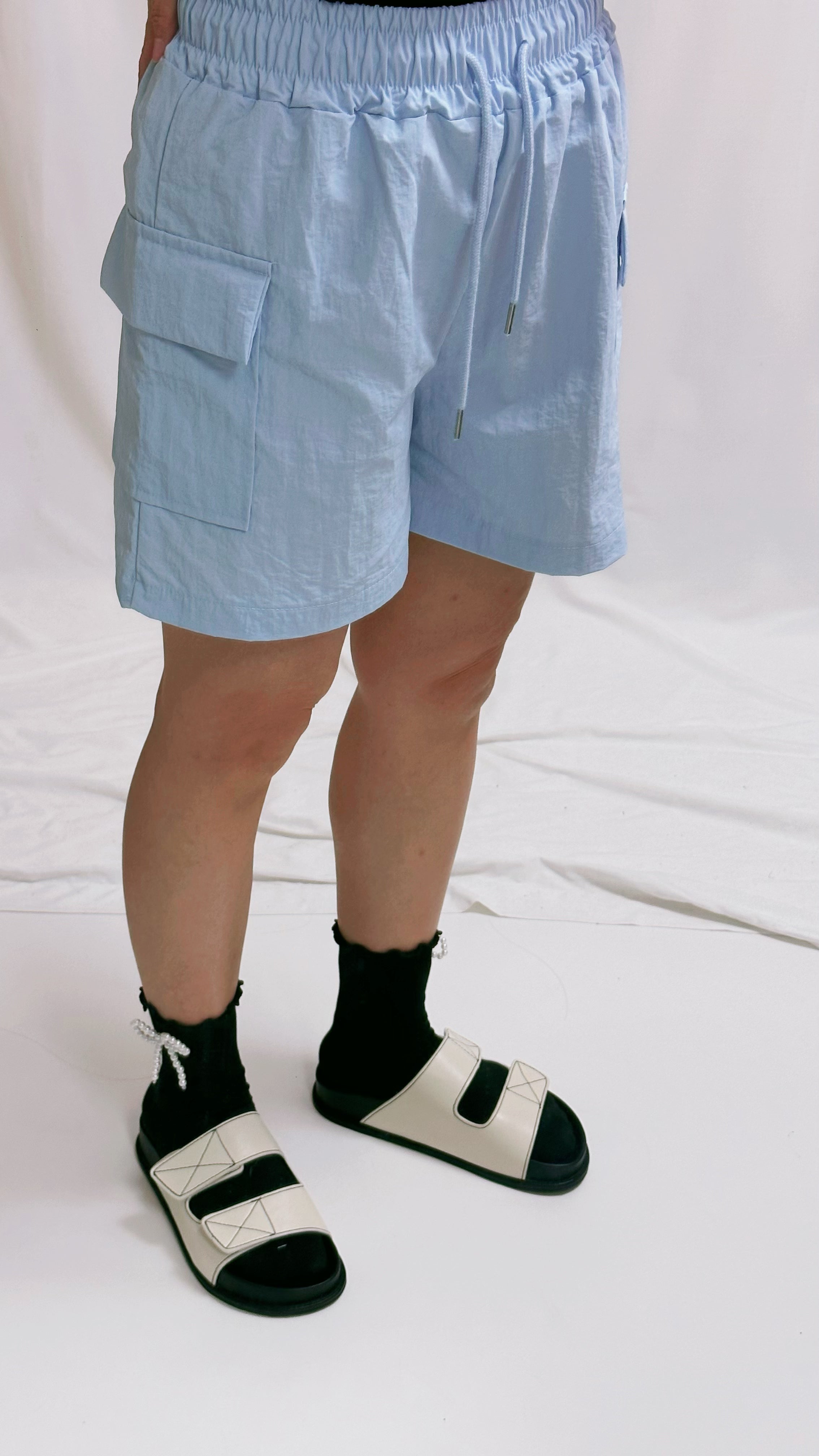 軍袋短褲/淺藍