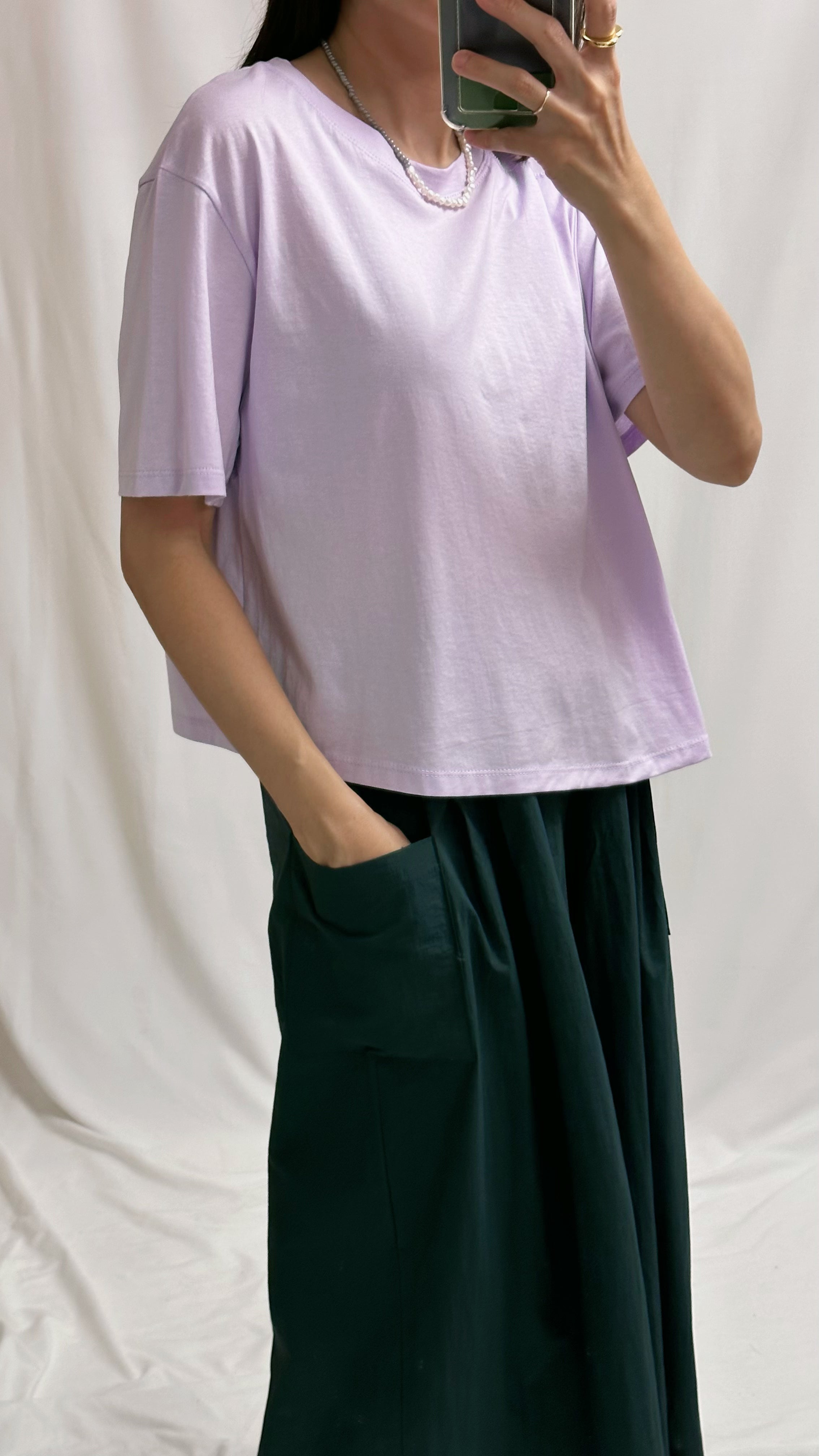 半邊摺疊T-shirt/淺紫