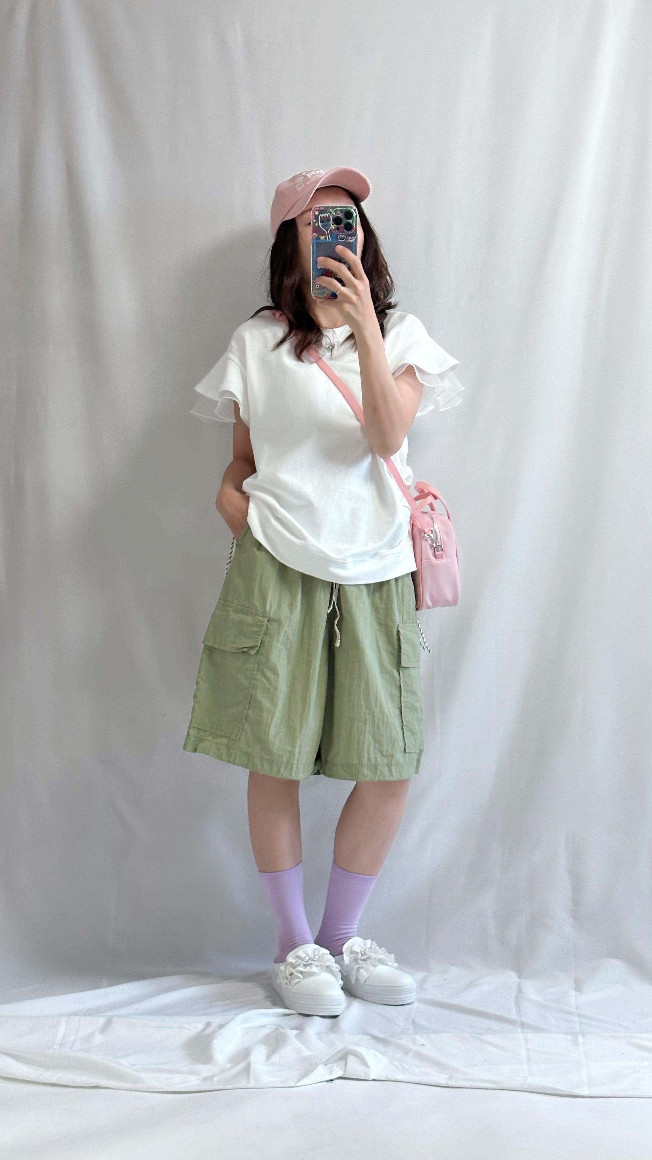 (預購)袖口雙層Ruffle T-shirt/白