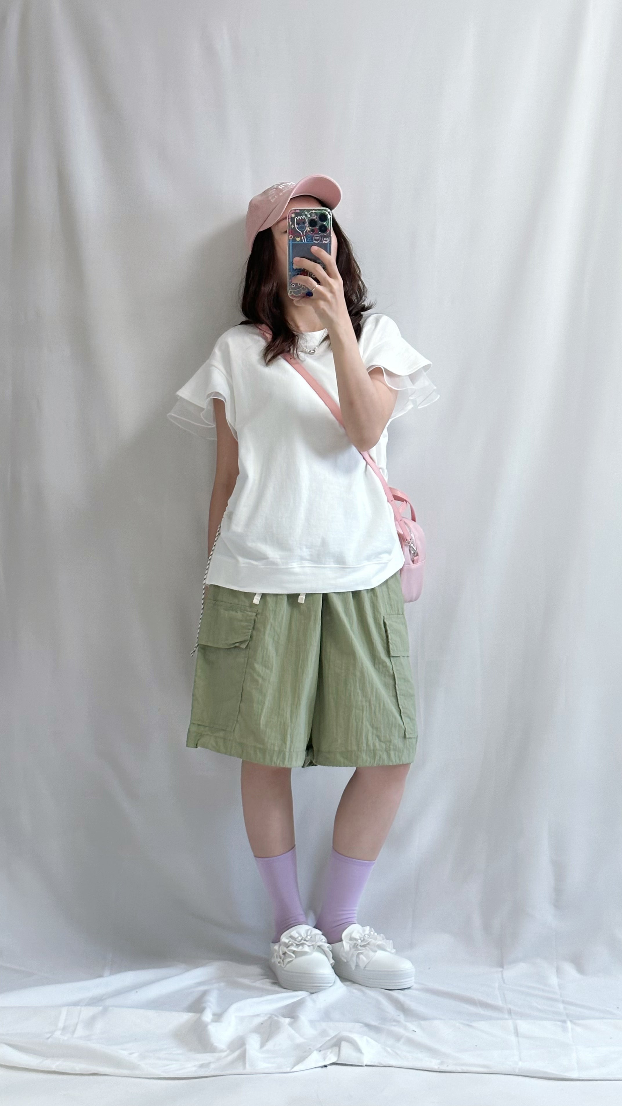 (預購)袖口雙層Ruffle T-shirt/白