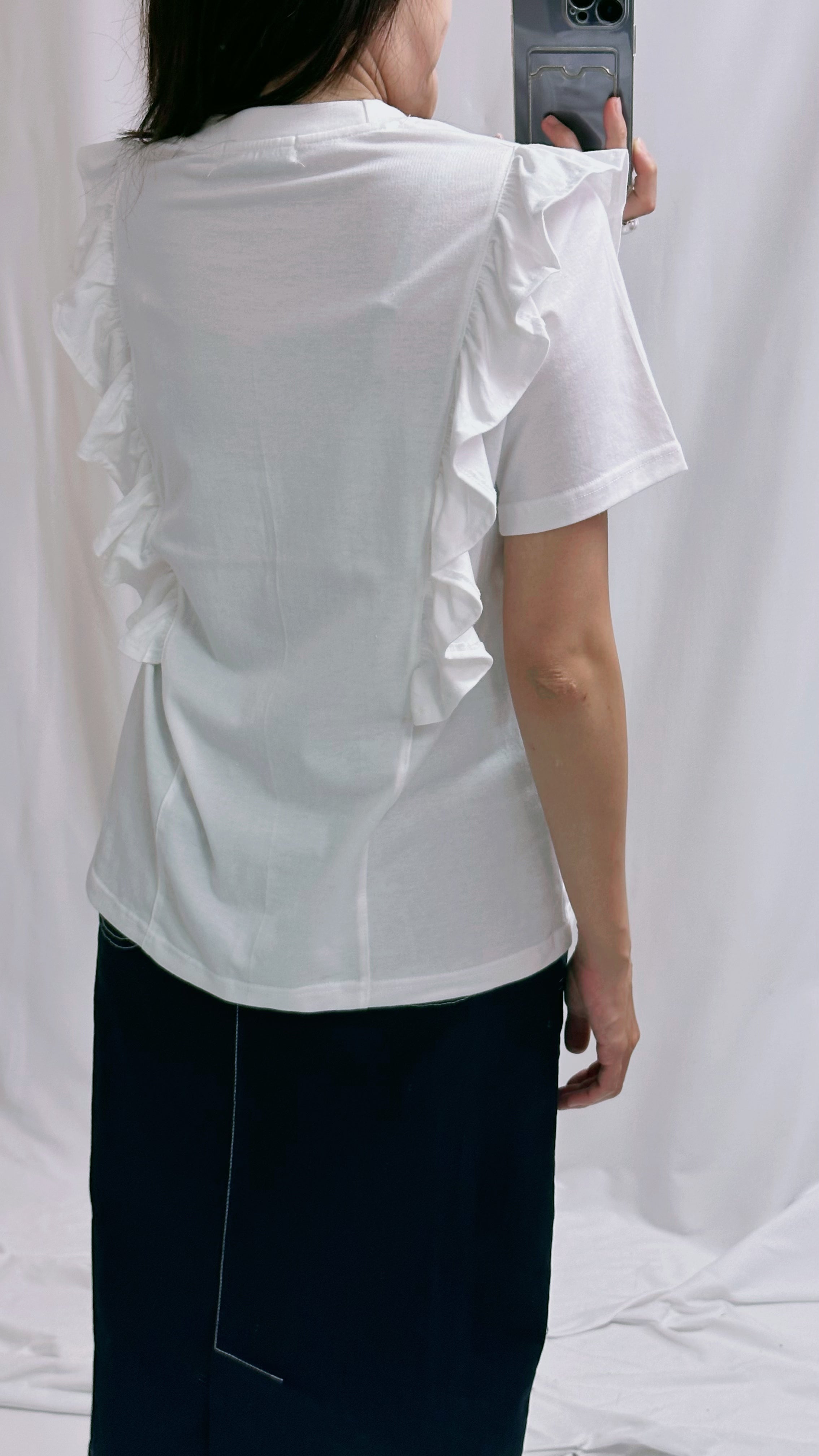 兩邊Ruffle T-shirt/白