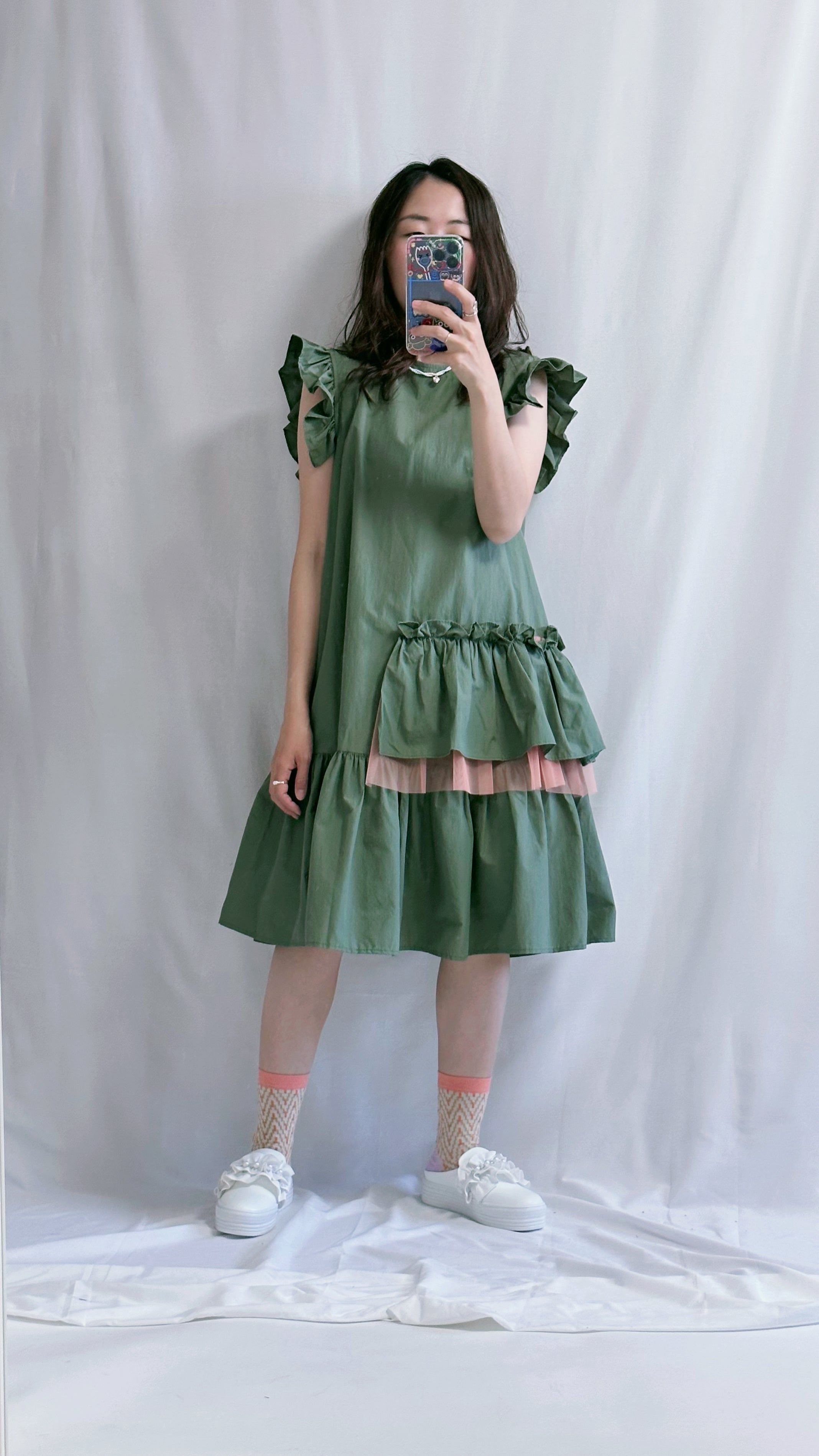 (預購)Ruffle背心裙/軍綠