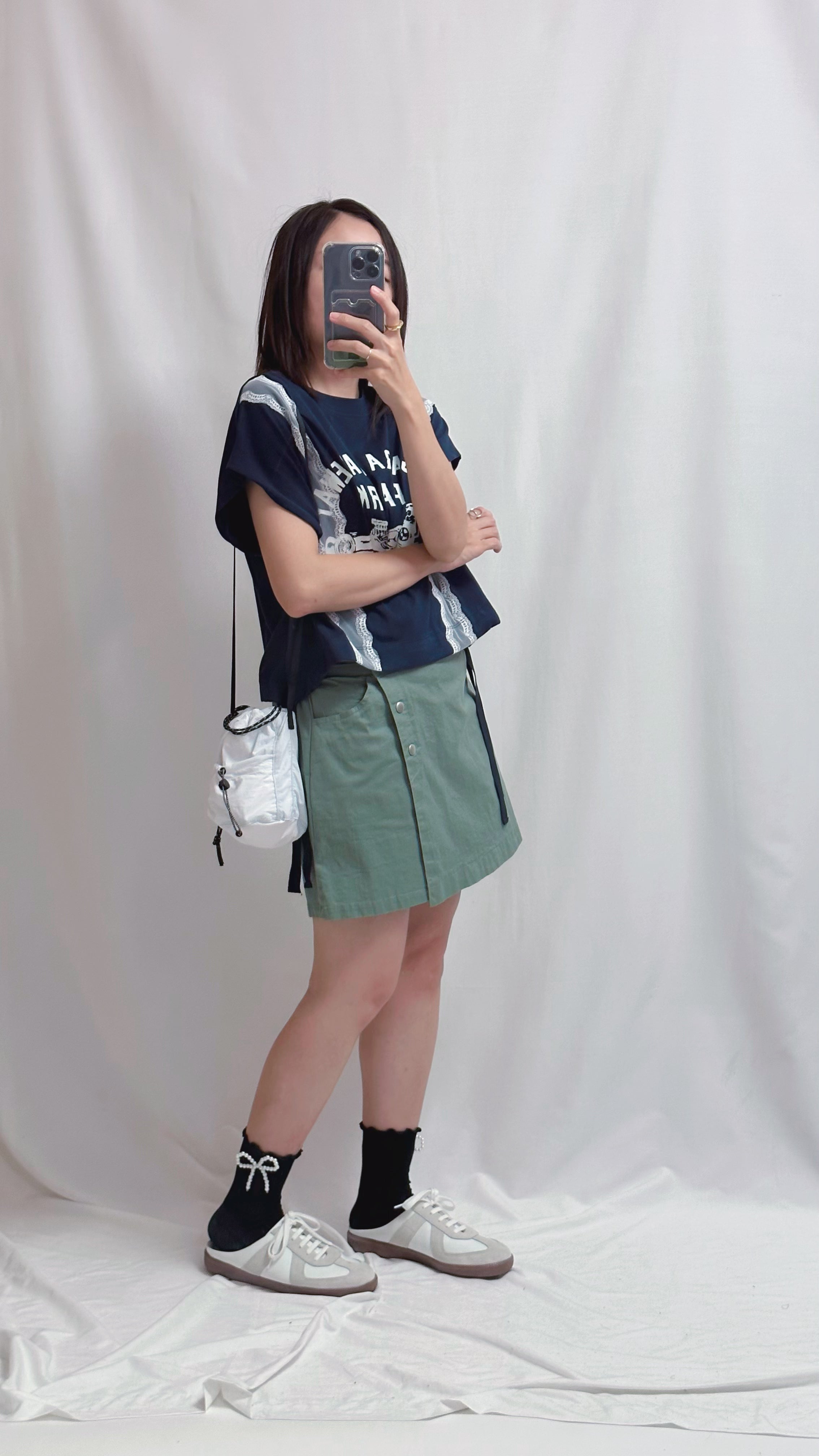 喱士印字T-shirt/深藍
