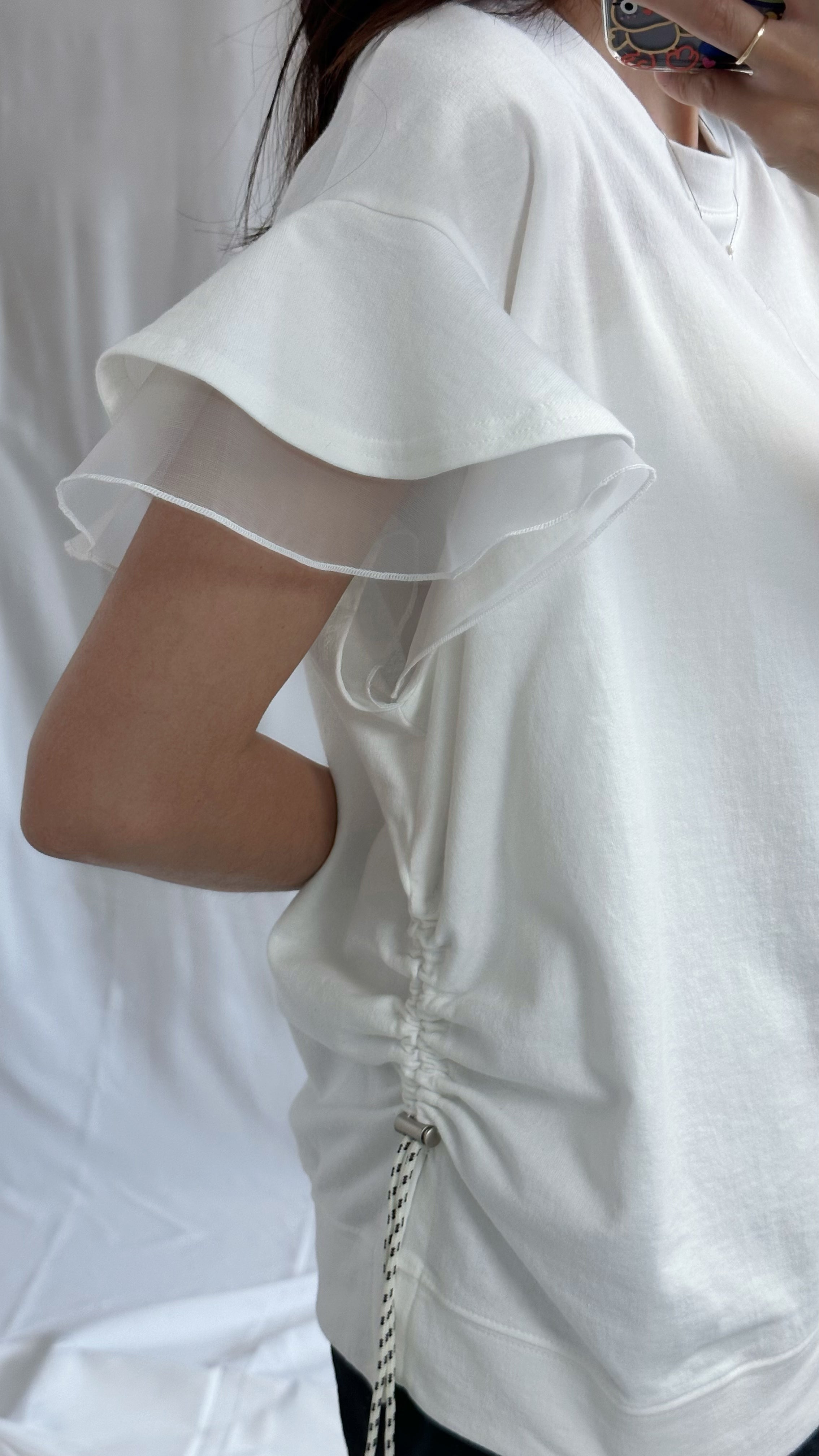 (預購)袖口雙層Ruffle T-shirt/白